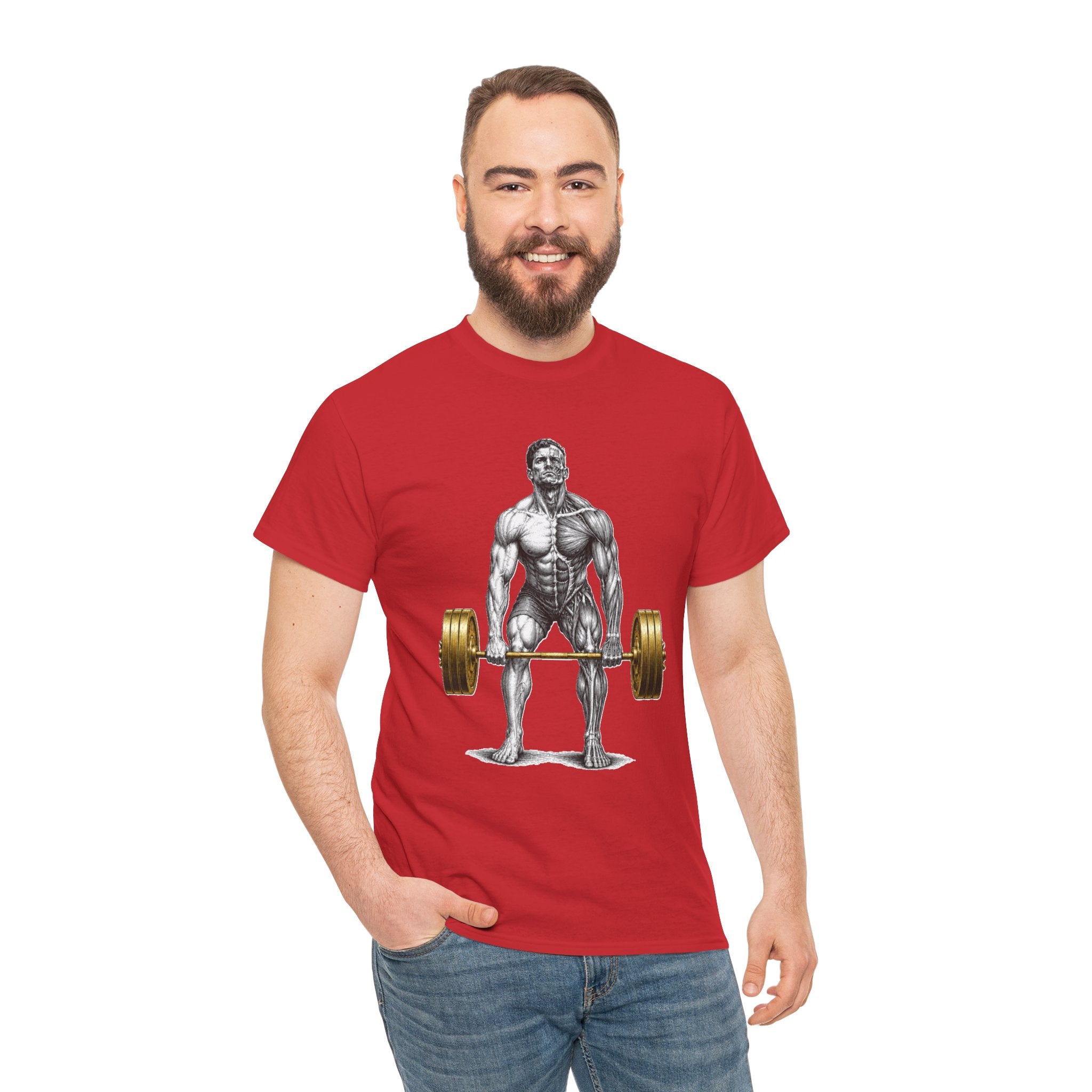 Anatomical Deadlift Gold T-Shirt | Muscle Study Weightlifting Tee
