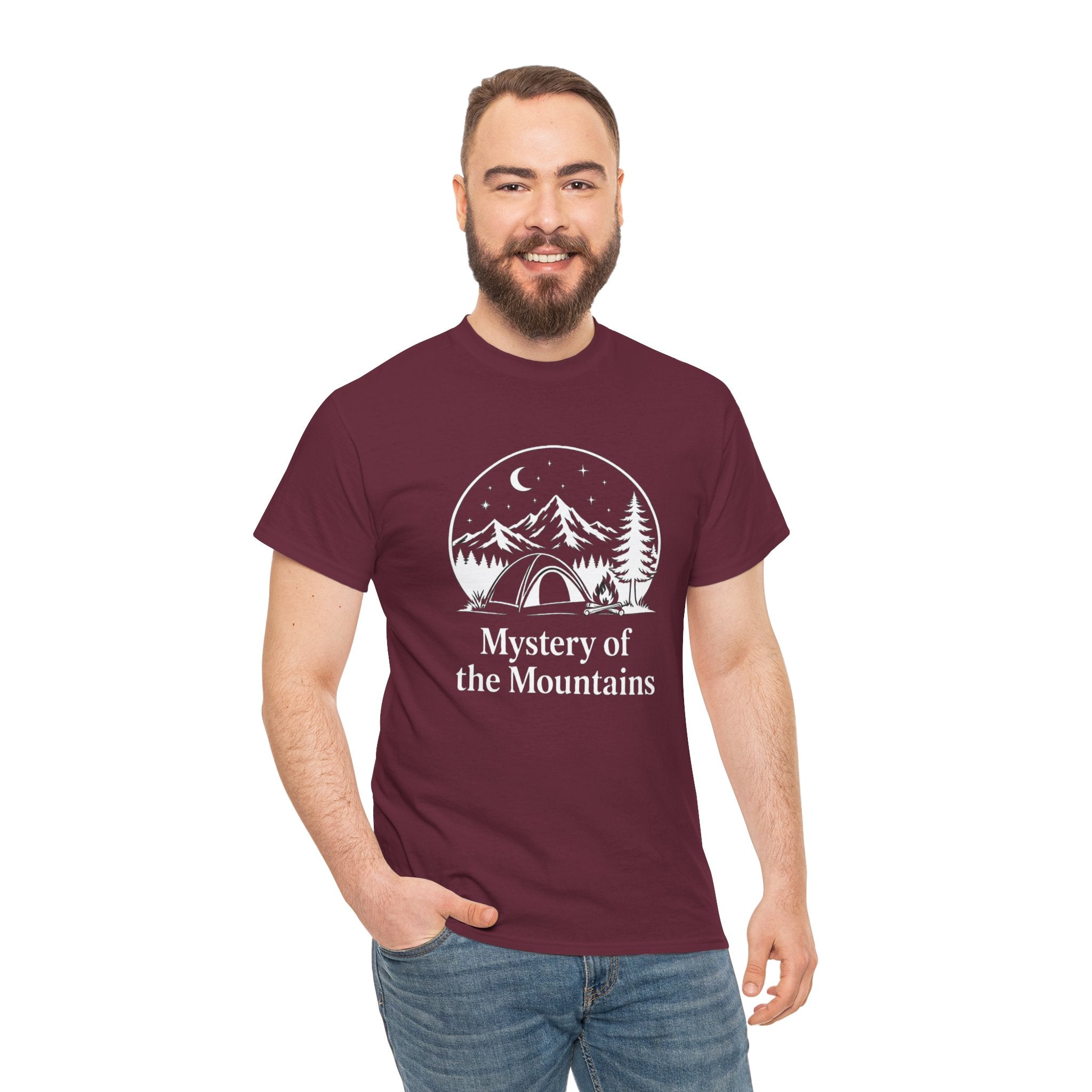 Mystery of the Mountains Tee — Minimal Mountain Sunset Camping Graphic Shirt -⛺ Home is Where You Pitch It — Campers Know Best