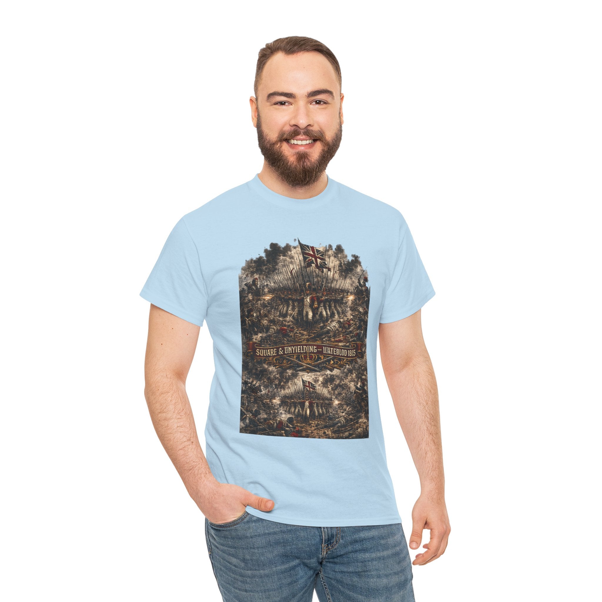 Square & Unyielding — Waterloo 1815 T-Shirt | British Infantry Square Battle Graphic Tee | Napoleonic Wars Dark Art | Wellington's Army Heritage Gift