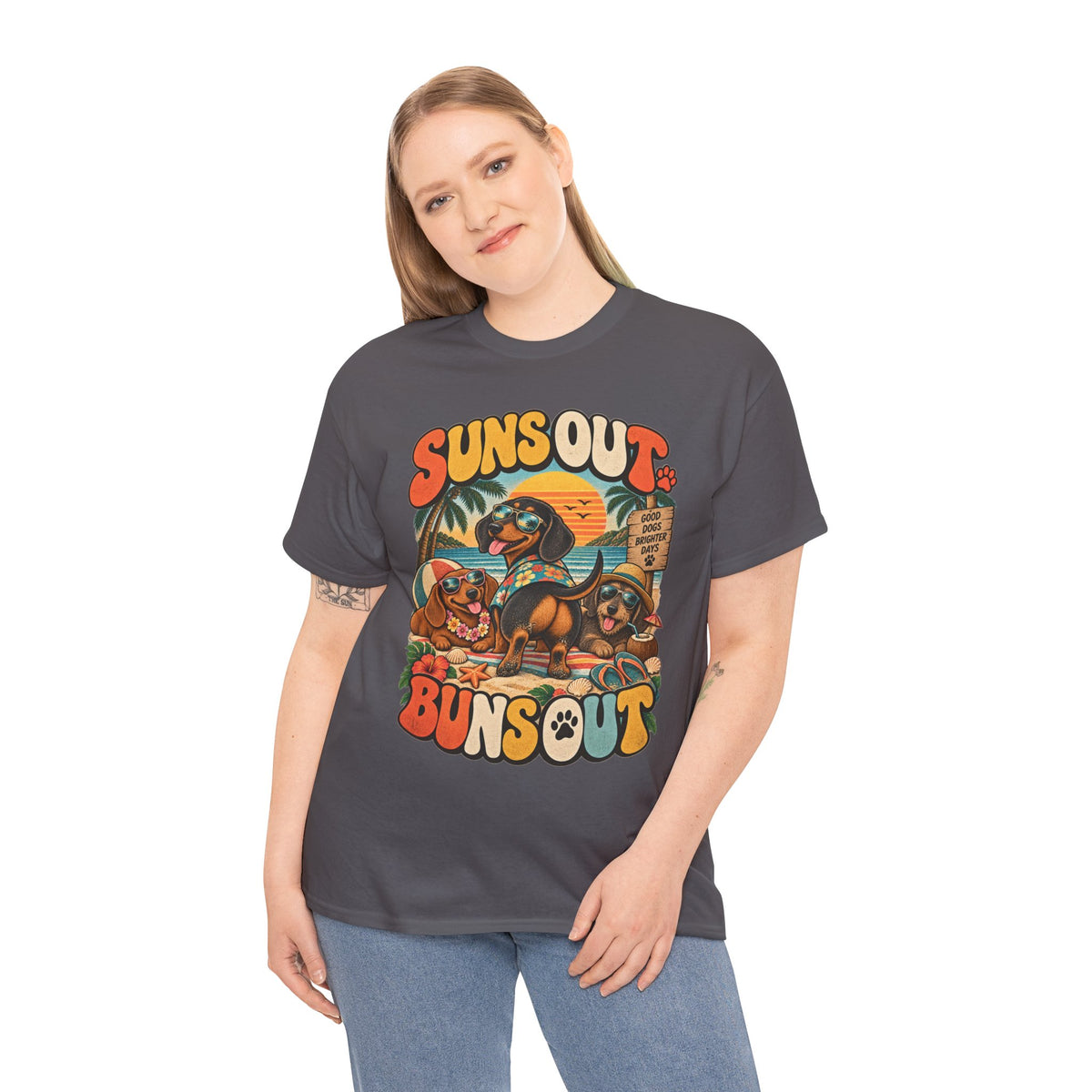 Suns Out Buns Out Dachshund Beach T-Shirt