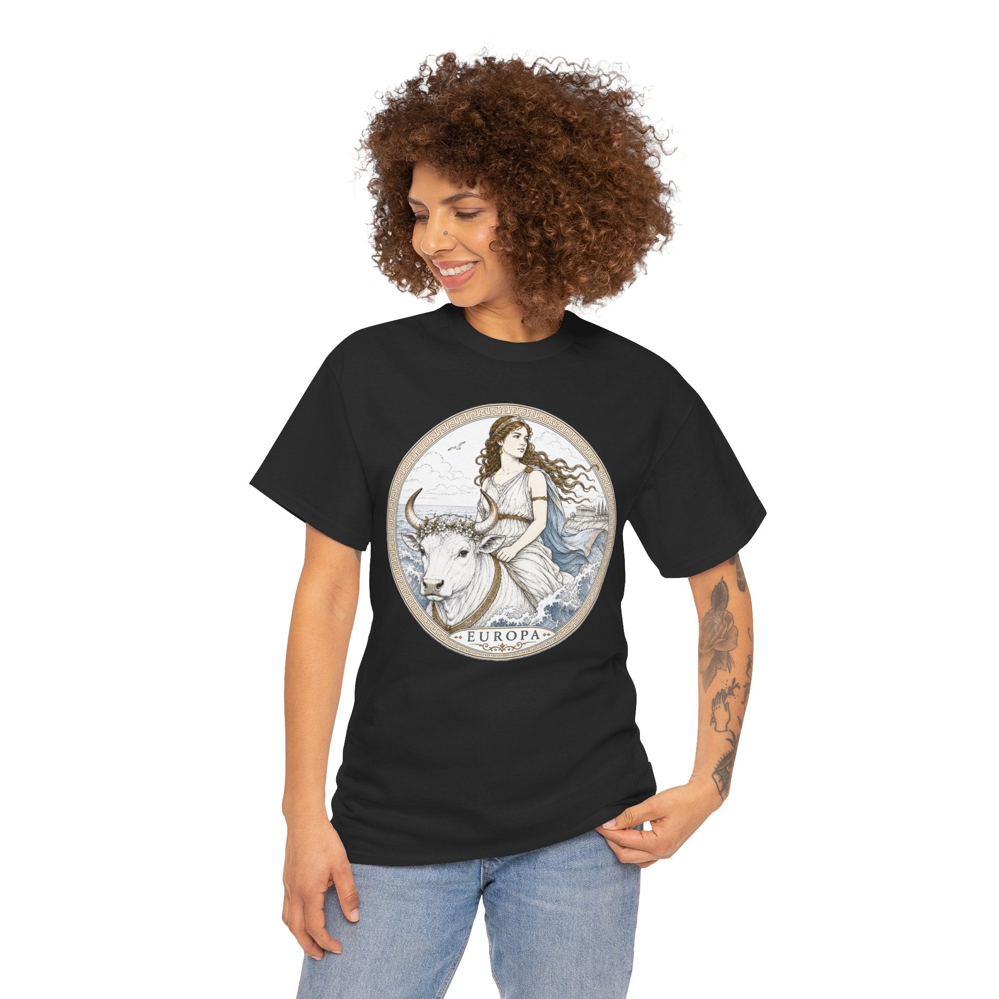 Europa Greek Mythology T-Shirt — Ancient Legend Zeus White Bull Ocean Queen