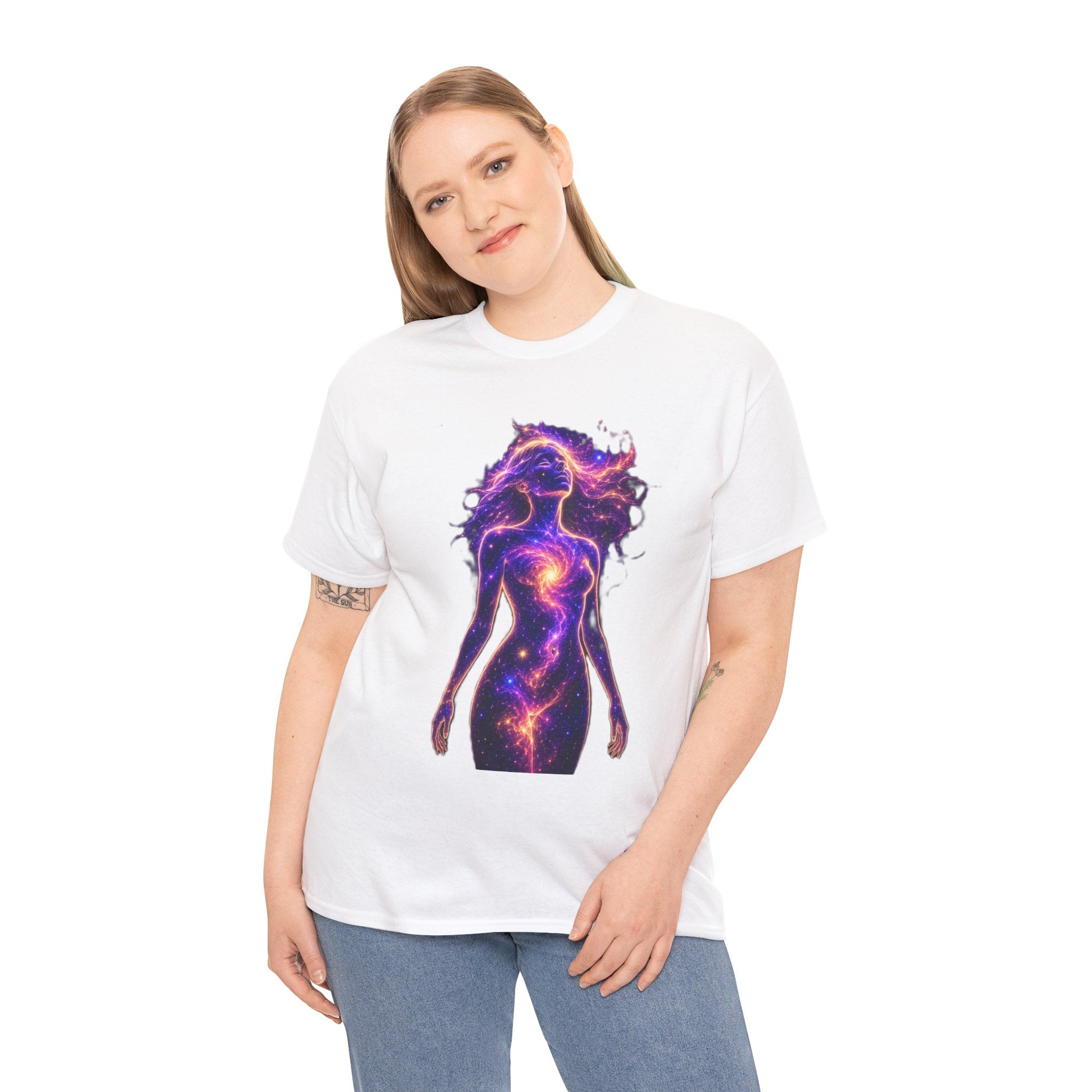 Cosmic Goddess Galaxy T-Shirt – Celestial Female Spirit, Universe Body, Nebula Art, Mystical Space Graphic Tee