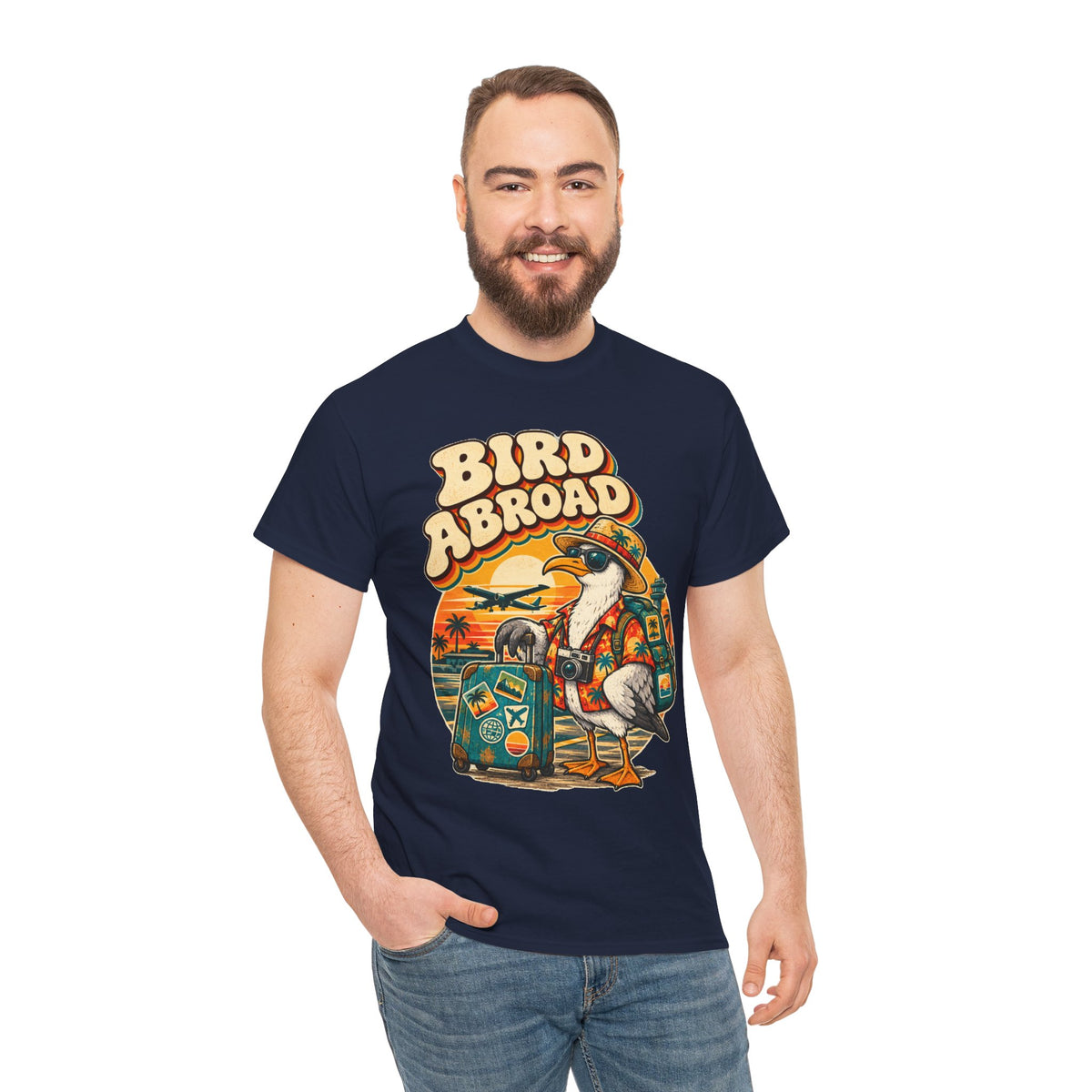 Bird Abroad Seagull T-Shirt – Funny Holiday Tourist Gull Tee