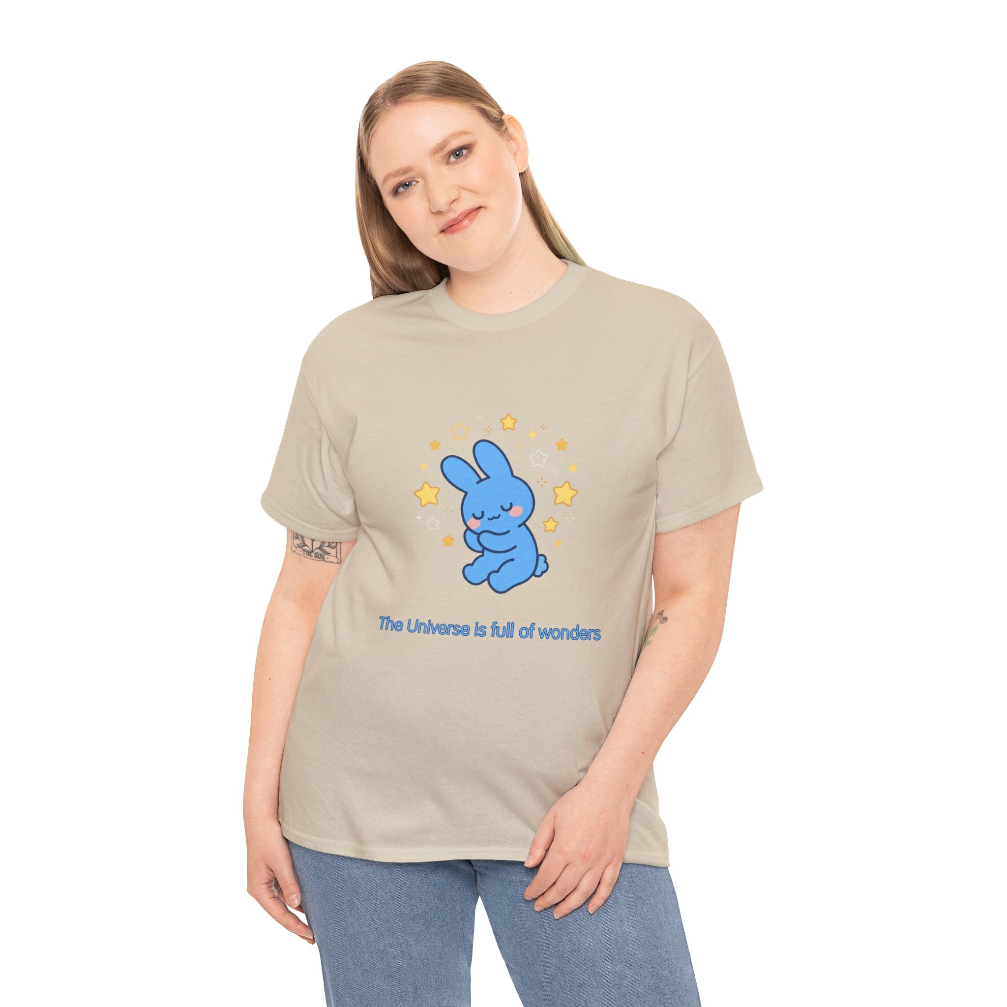 The Universe Is Full of Wonders T-Shirt | Cute Blue Bunny Tee | Kids & Family Kawaii Graphic T-Shirt