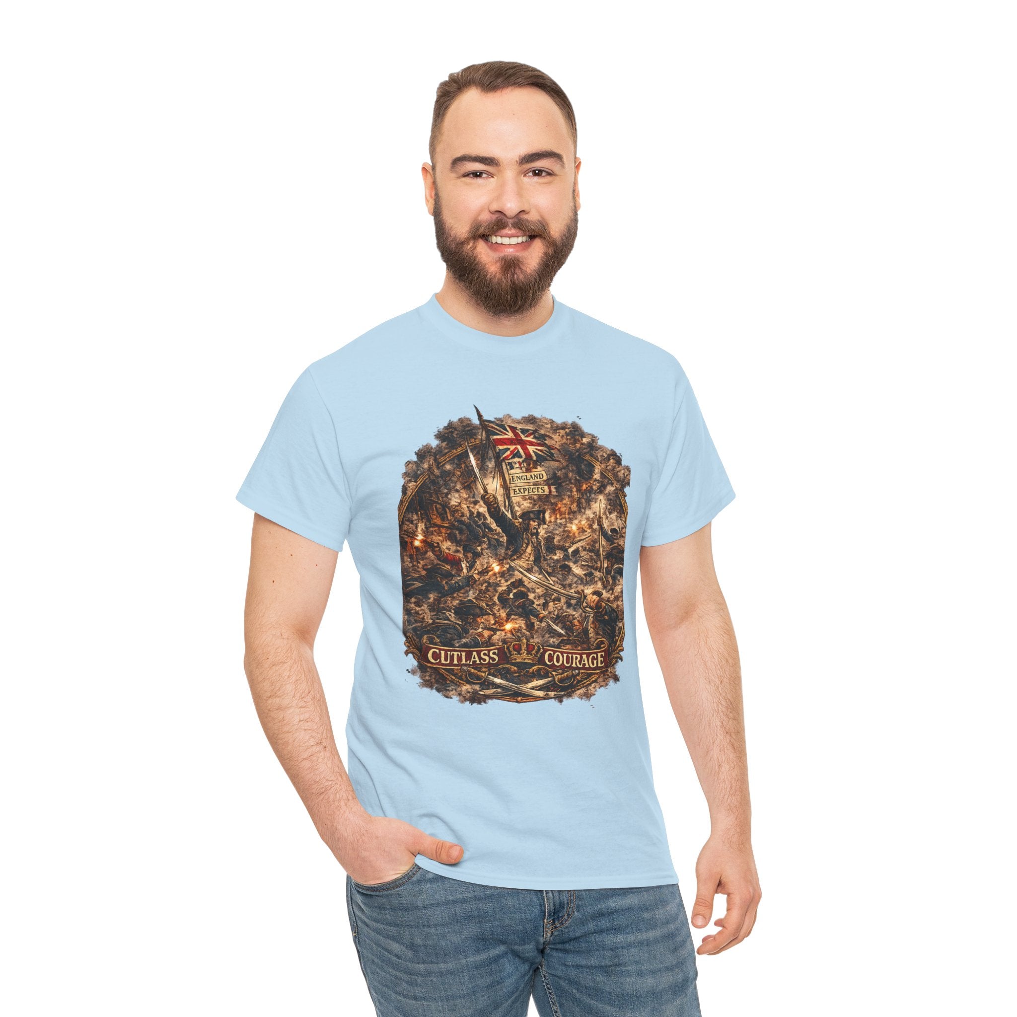 Cutlass Courage T-Shirt | Royal Navy Boarding Action Graphic Tee | Age of Sail Naval Battle Shirt