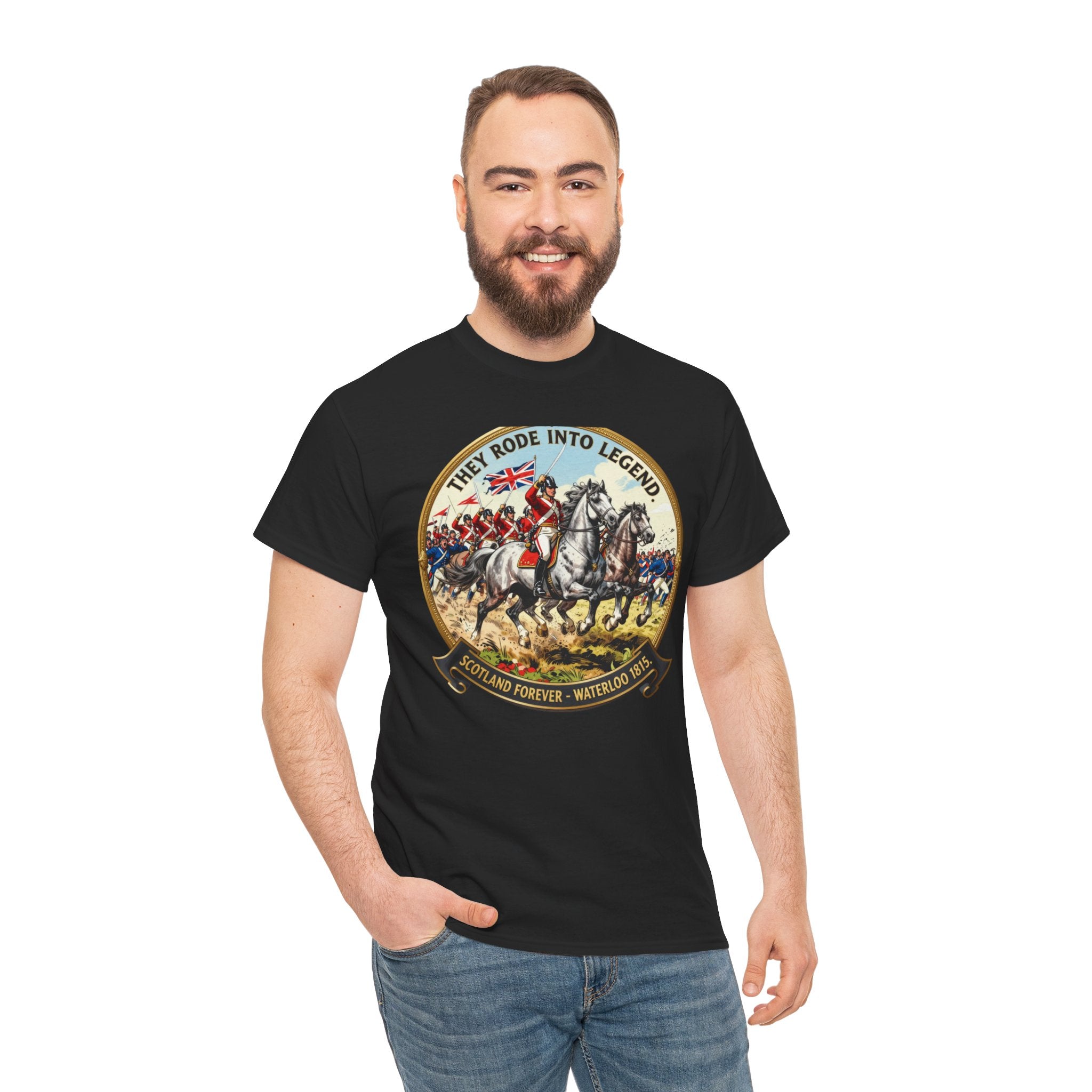 Scotland Forever — Waterloo 1815 T-Shirt | Royal Scots Greys Cavalry Charge | They Rode Into Legend | Scottish Military Heritage Gift | Napoleonic Wars Graphic Tee