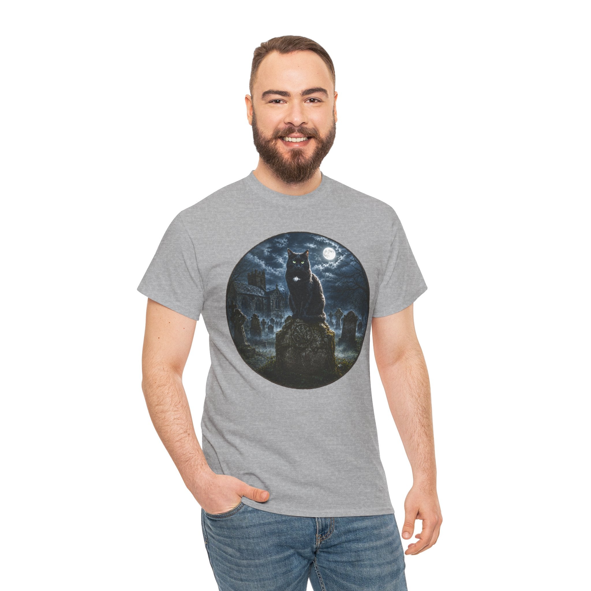 Churchyard Cat T-Shirt | Black Cat Graveyard Folklore Tee
