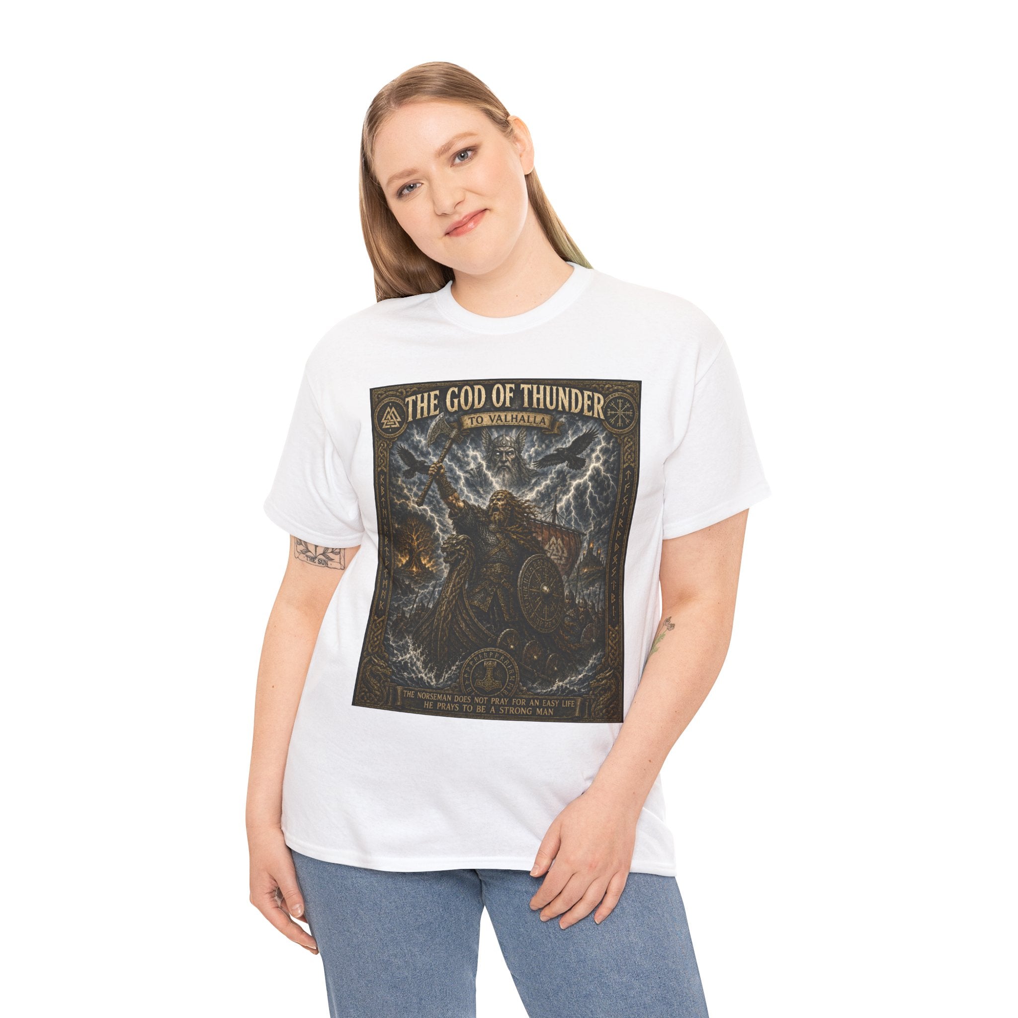 The God of Thunder T-Shirt | Thor Norse Mythology Graphic Tee | Viking Warrior Valhalla Shirt | Norse Legend Historical Art