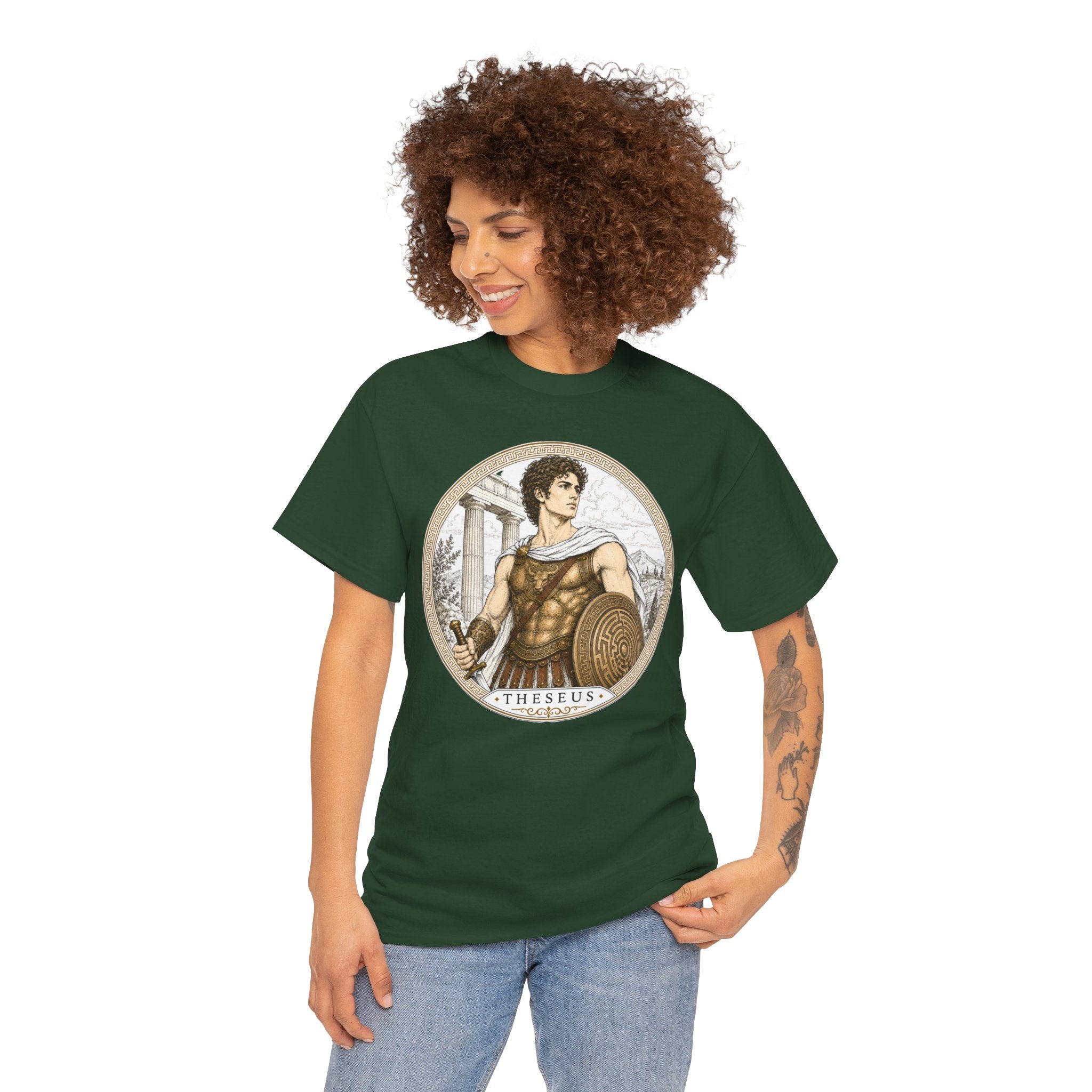 Theseus Greek Mythology T-Shirt — Ancient Hero Labyrinth Shield Minotaur Slayer
