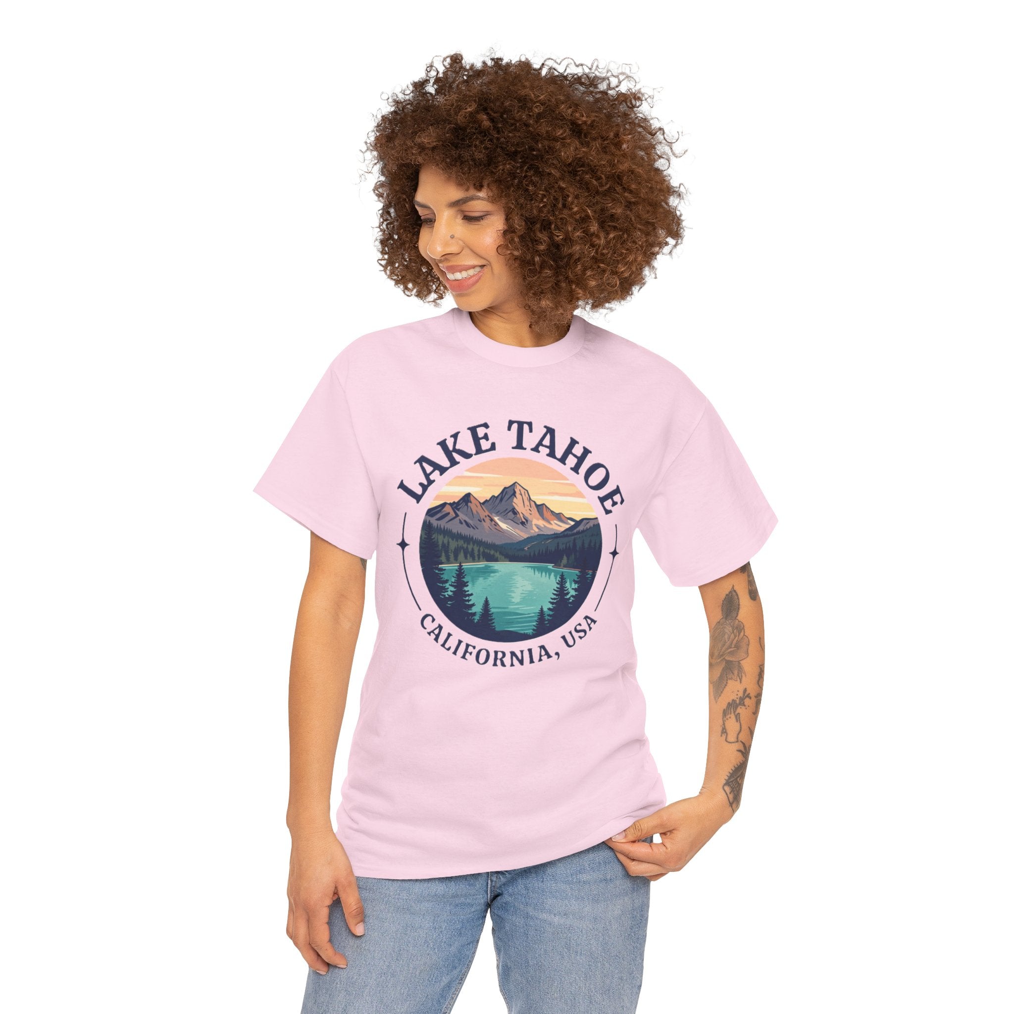 Lake Tahoe Graphic Tee — California Mountain & Lake Vintage Travel Shirt