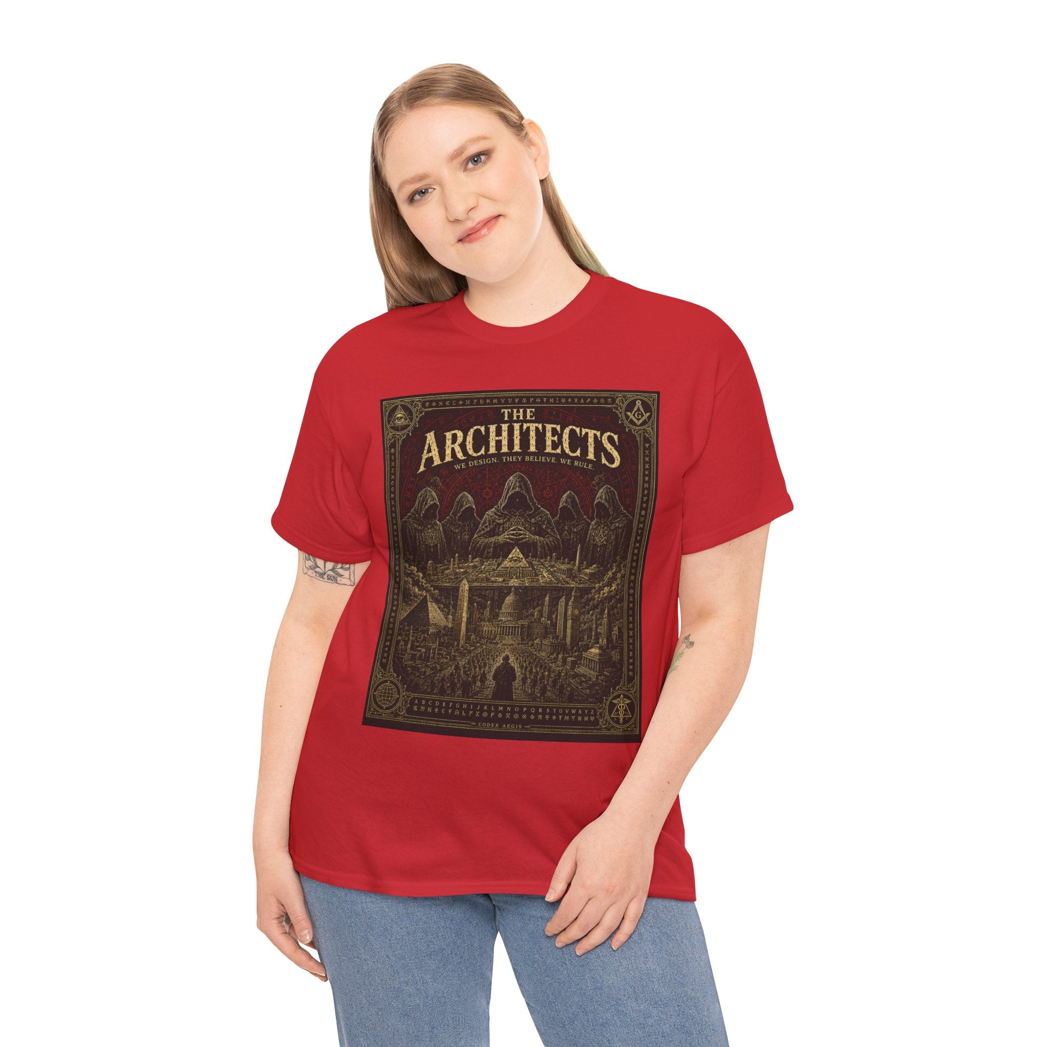 The Architects T-Shirt | Secret Society Occult Graphic Tee | Hooded Figures Conspiracy Aesthetic Shirt | Dark Academia Mystic Art