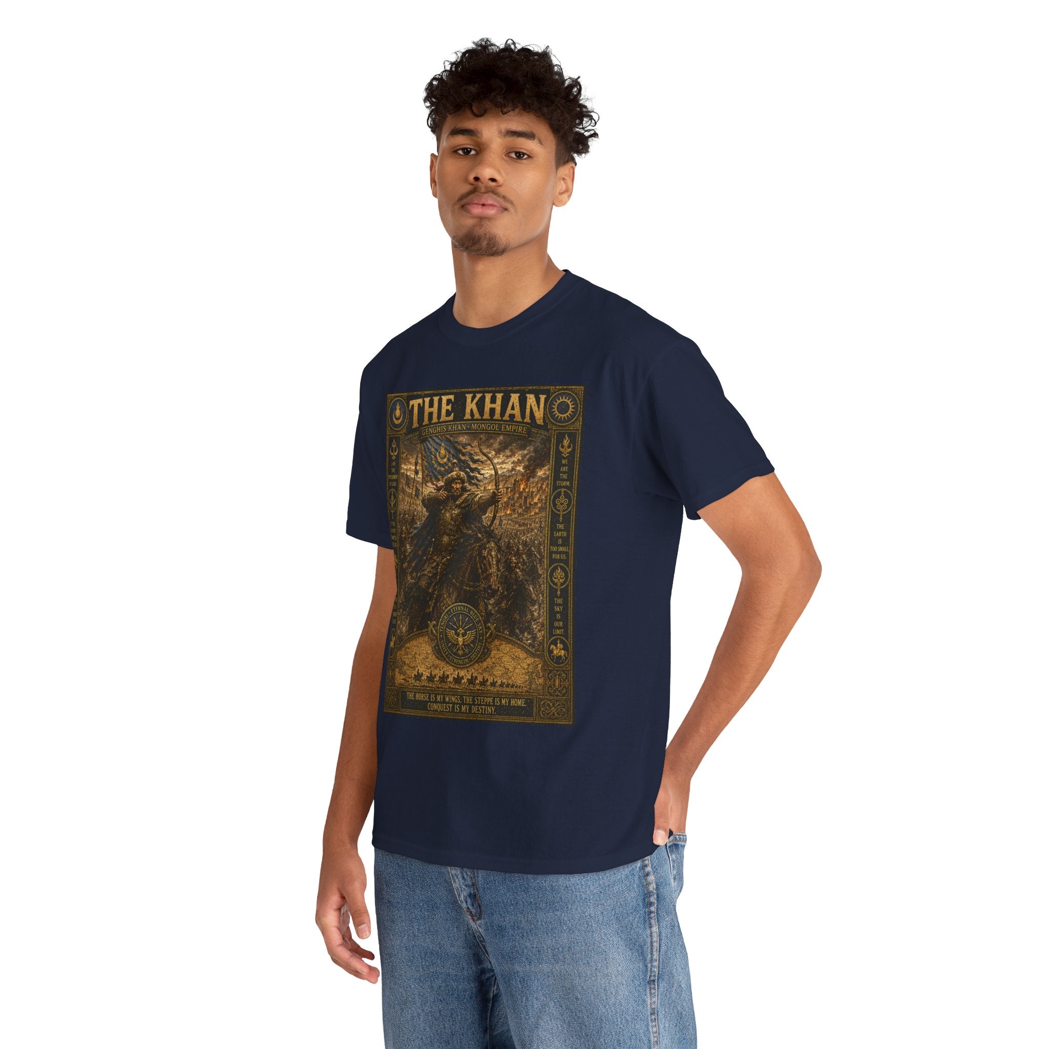 The Khan T-Shirt | Genghis Khan Mongol Empire Graphic Tee | Historical Conqueror Warrior Shirt | Ancient History Military Art