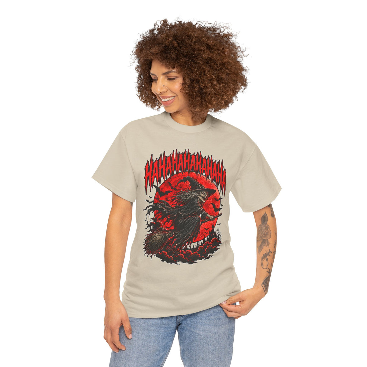 HAHAHAHA: Cackling Witch Blood Moon Halloween T-Shirt