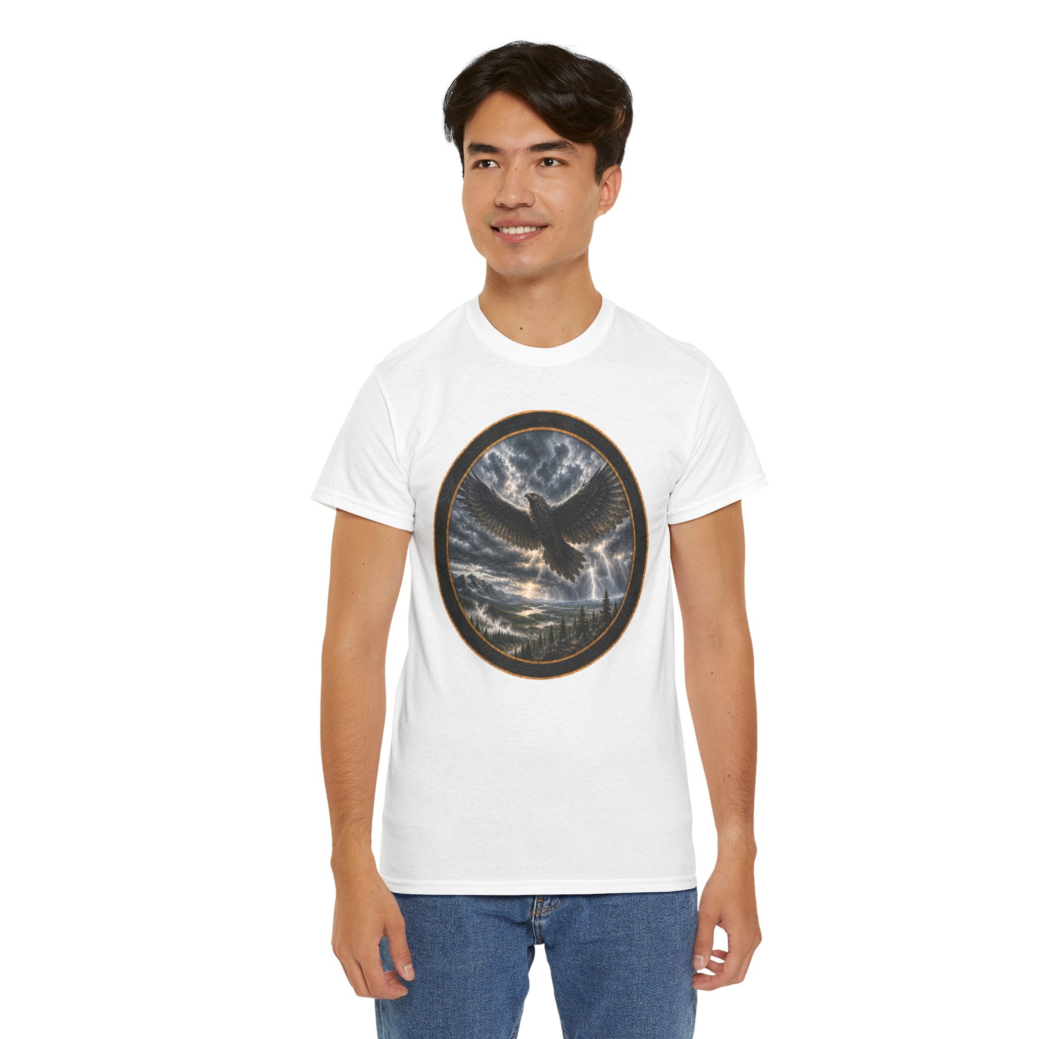 The Thunderbird Circle Tee — Gothic Nature Graphic T-Shirt
