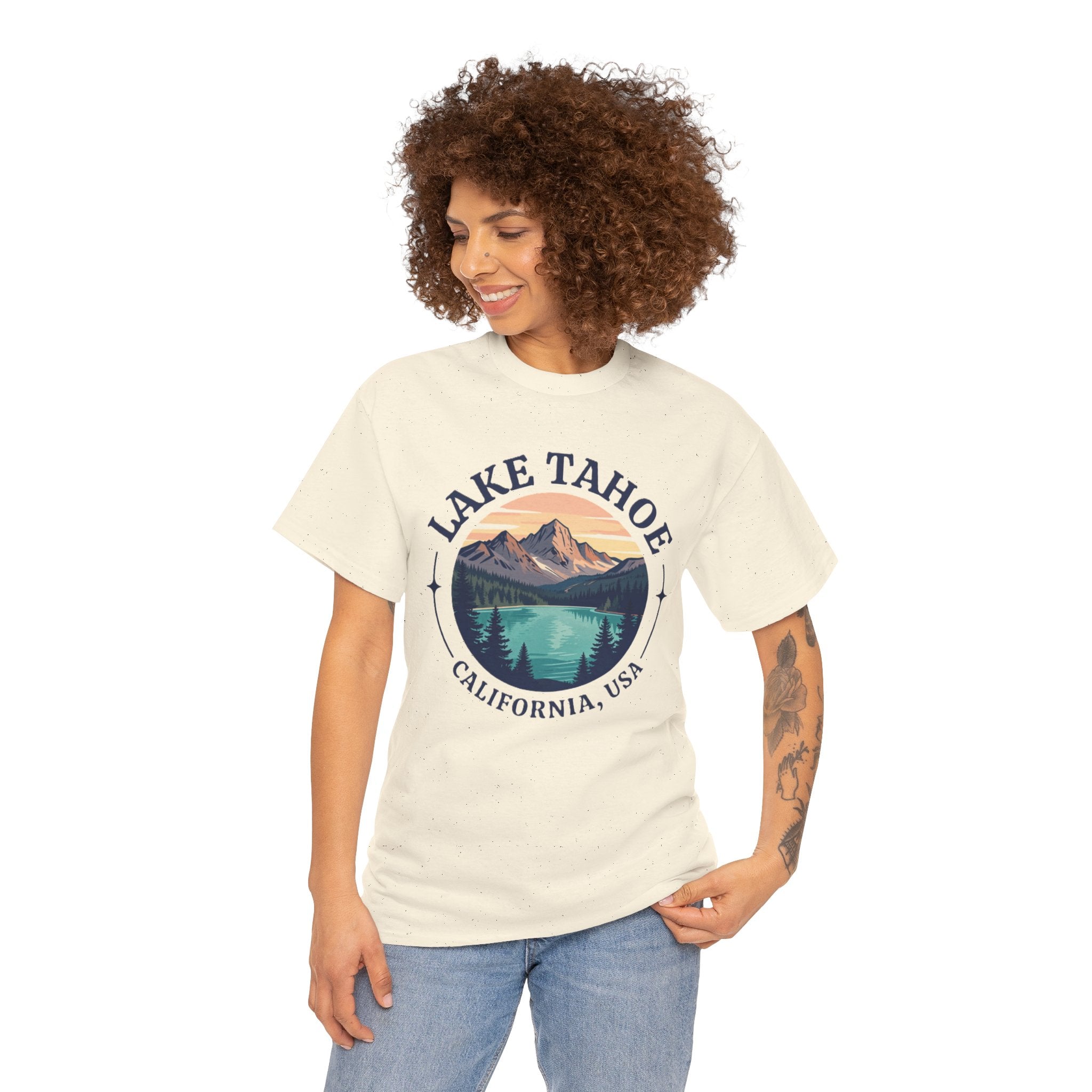 Lake Tahoe Graphic Tee — California Mountain & Lake Vintage Travel Shirt