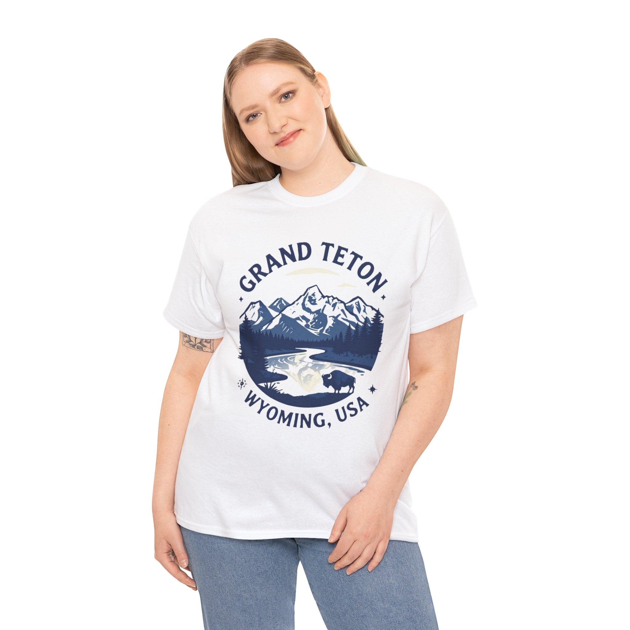 Grand Teton Wyoming Graphic Tee — Mountain Scenic River T-Shirt