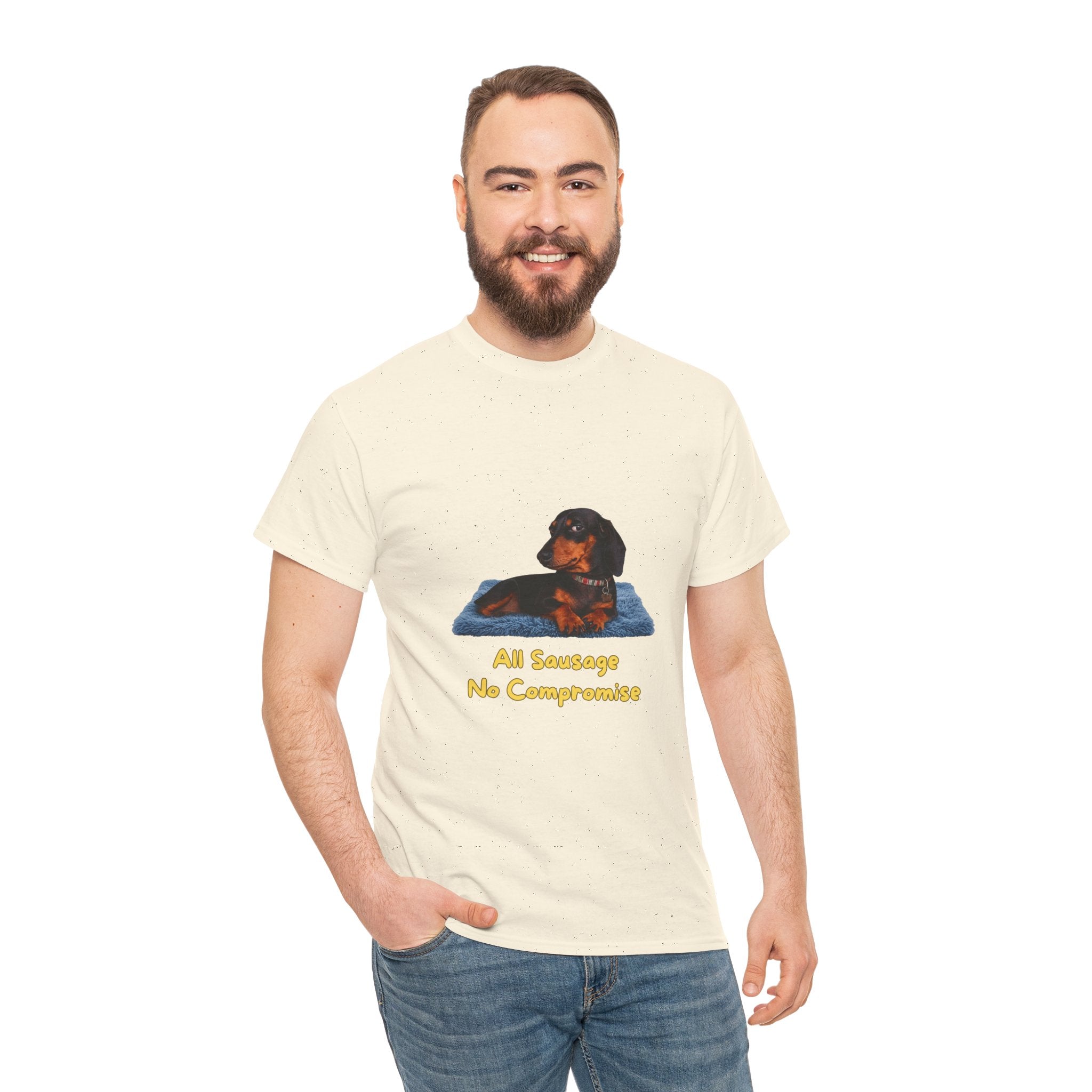 All Sausage No Compromise T-Shirt – Funny Dachshund Sausage Dog Attitude | Wiener Dog Bold Graphic Tee