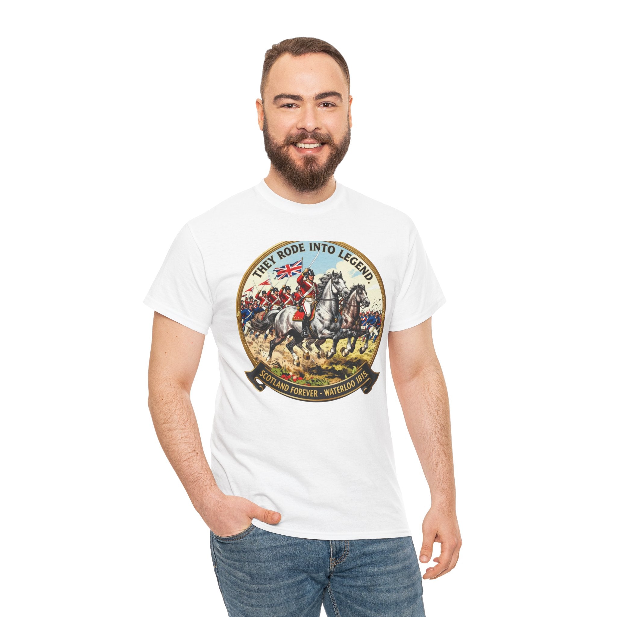 Scotland Forever — Waterloo 1815 T-Shirt | Royal Scots Greys Cavalry Charge | They Rode Into Legend | Scottish Military Heritage Gift | Napoleonic Wars Graphic Tee