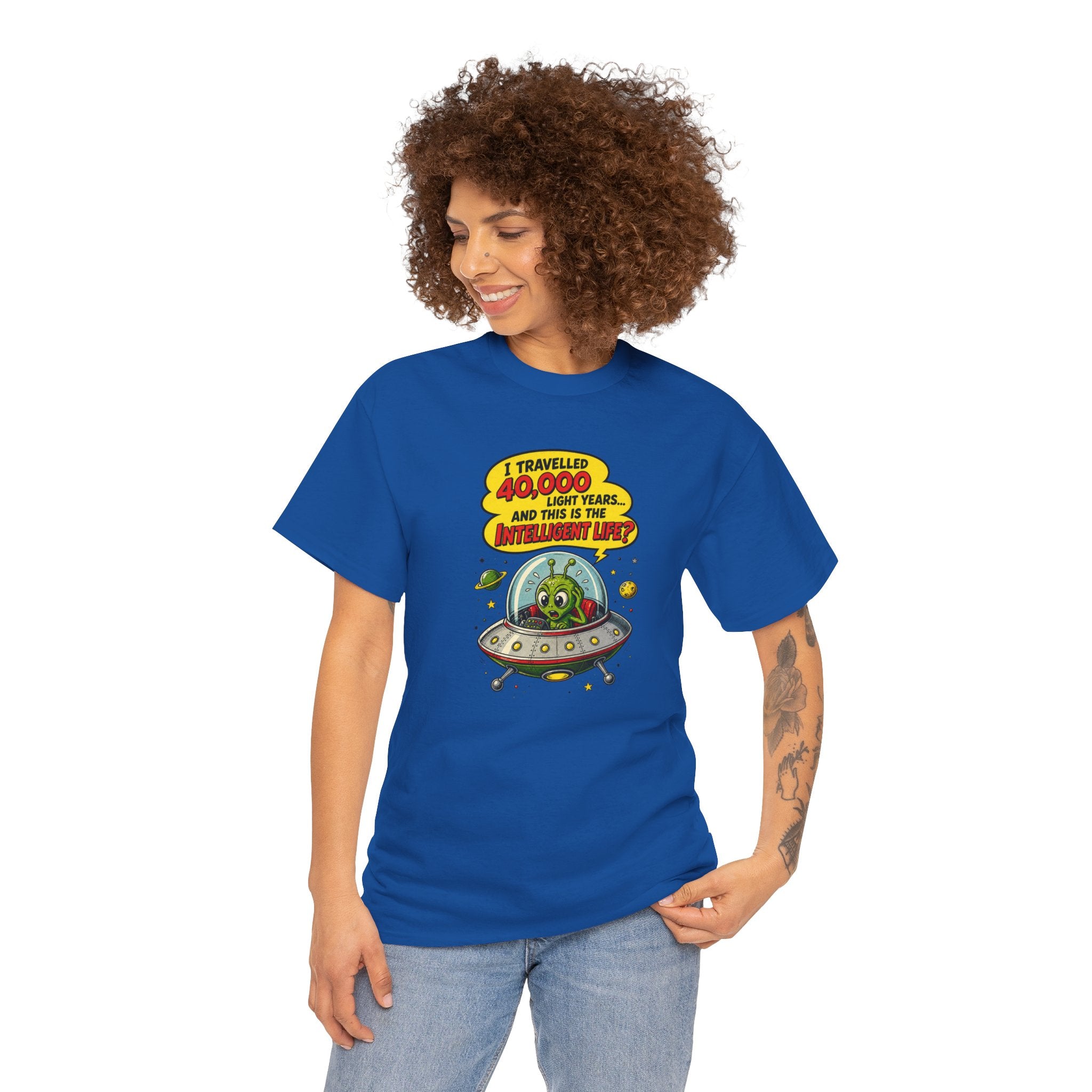 Alien UFO T-Shirt — "I Travelled 10,000 Light Years and This is the Alien’s Life" Graphic Tee
