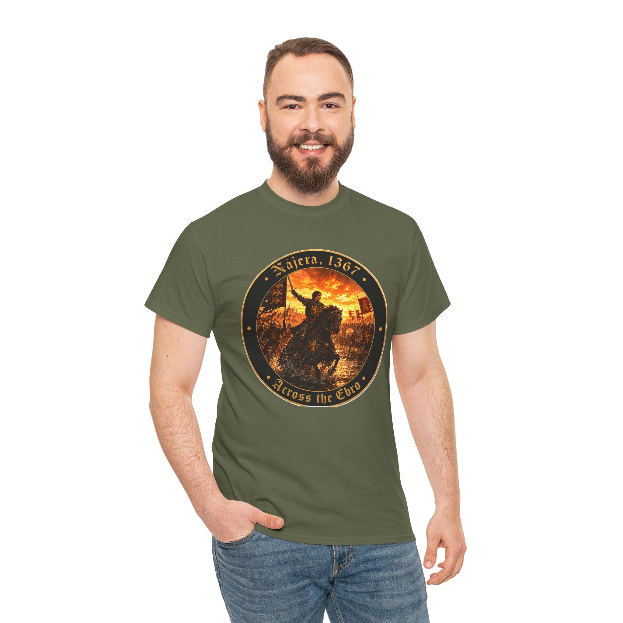 Nájera 1367 T-Shirt — "Across the Ebro" Medieval Battle Roundel Graphic Tee