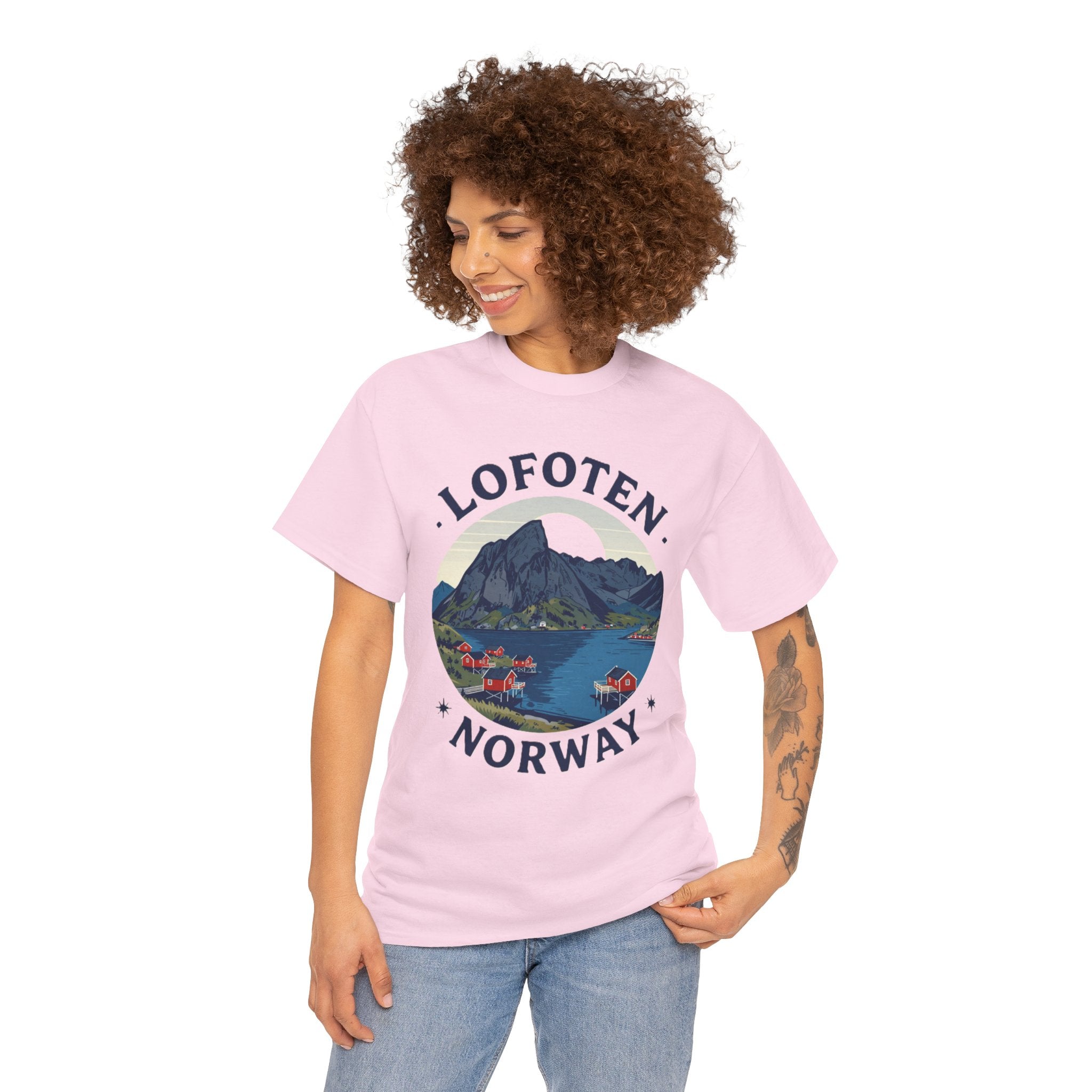 Lofoten Norway Graphic Tee — Scenic Mountain & Fjord Travel T-Shirt