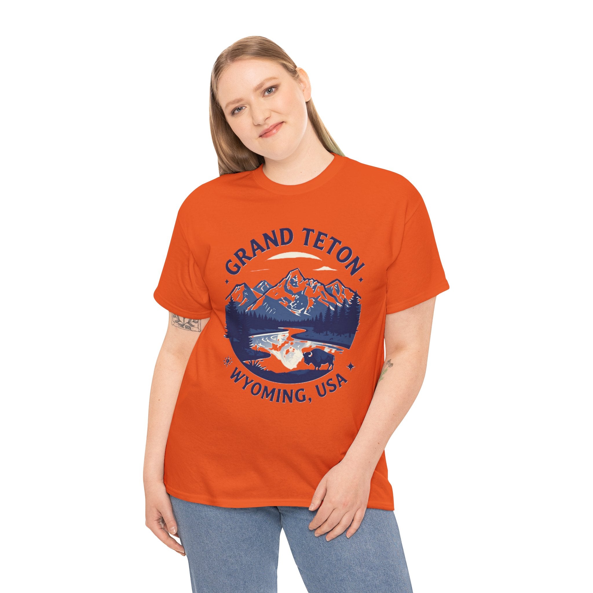Grand Teton Wyoming Graphic Tee — Mountain Scenic River T-Shirt