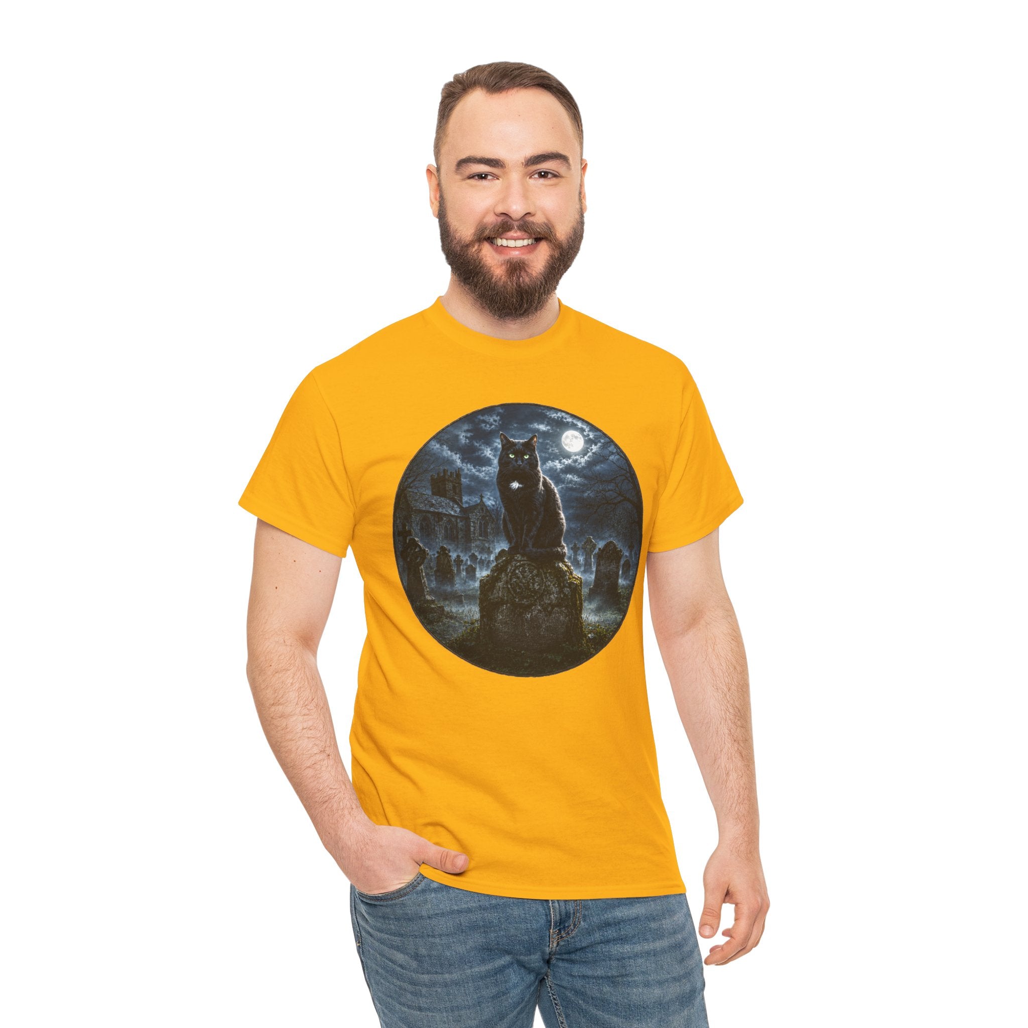 Churchyard Cat T-Shirt | Black Cat Graveyard Folklore Tee