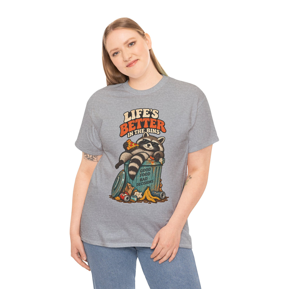 Life's Better in the Bins Funny Raccoon T-Shirt