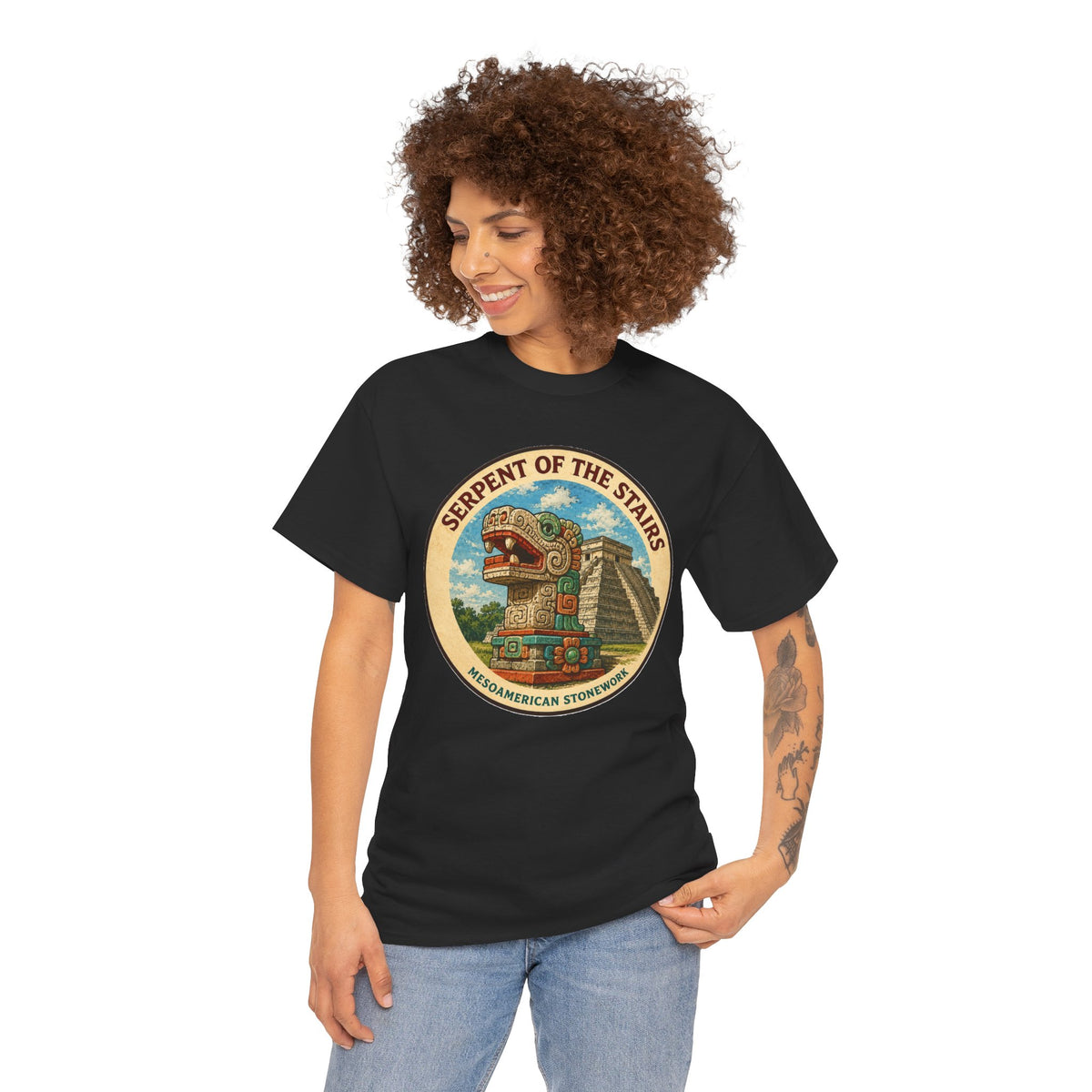 Serpent of the Stairs T-Shirt – Kukulkan Feathered Serpent Mesoamerican Stonework Tee