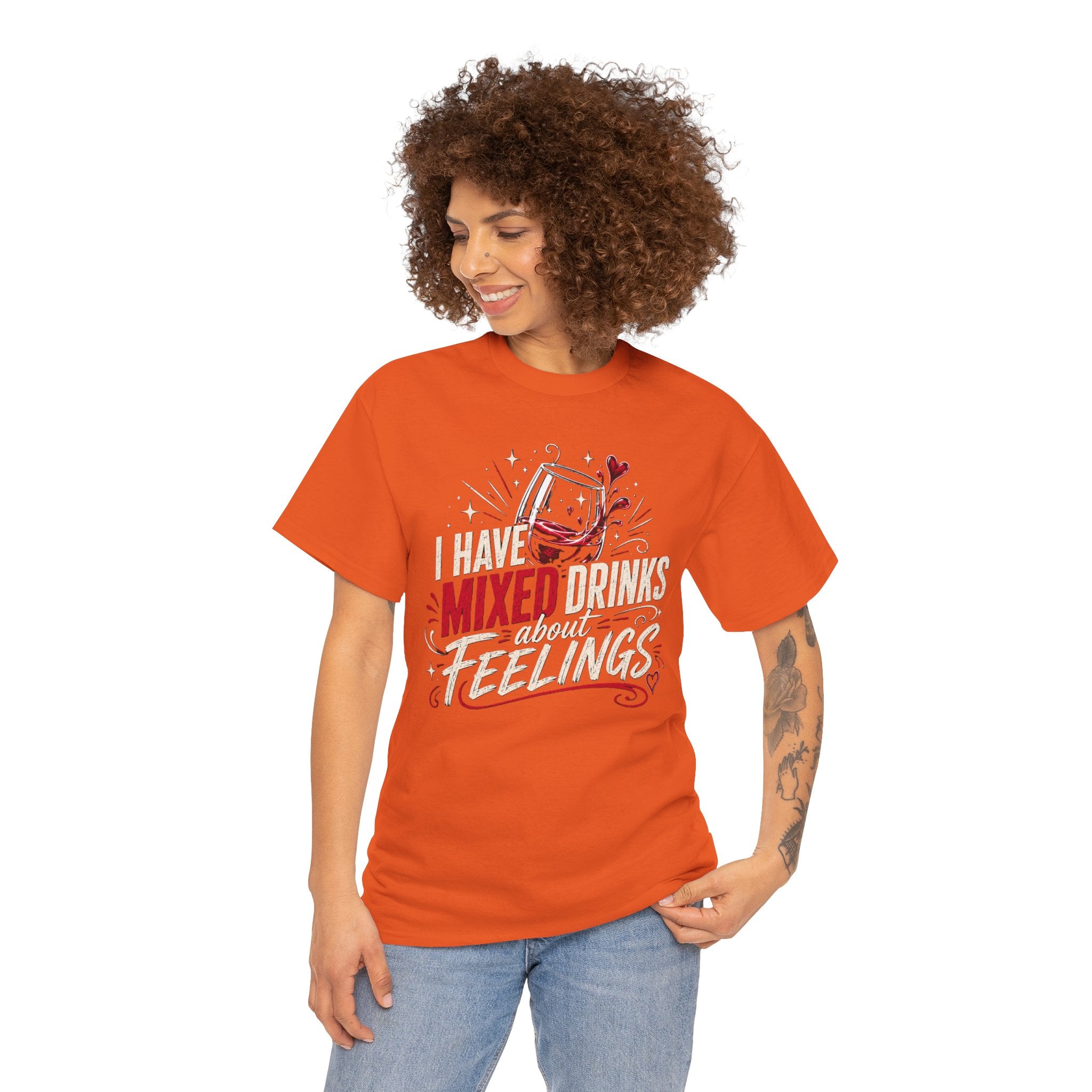 I Have Mixed Drinks About Feelings – Funny Wine Graphic T-Shirt