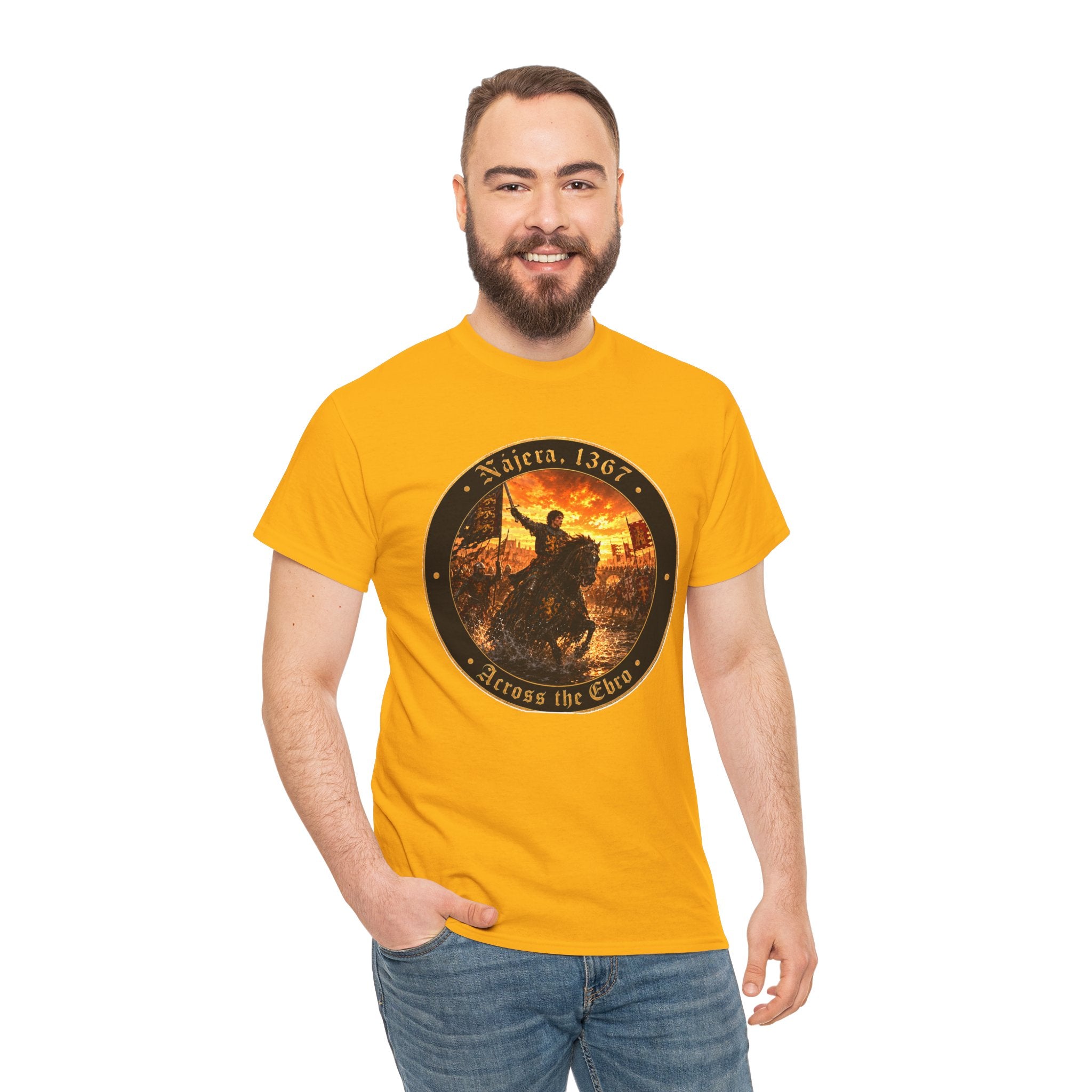 Nájera 1367 T-Shirt — "Across the Ebro" Medieval Battle Roundel Graphic Tee