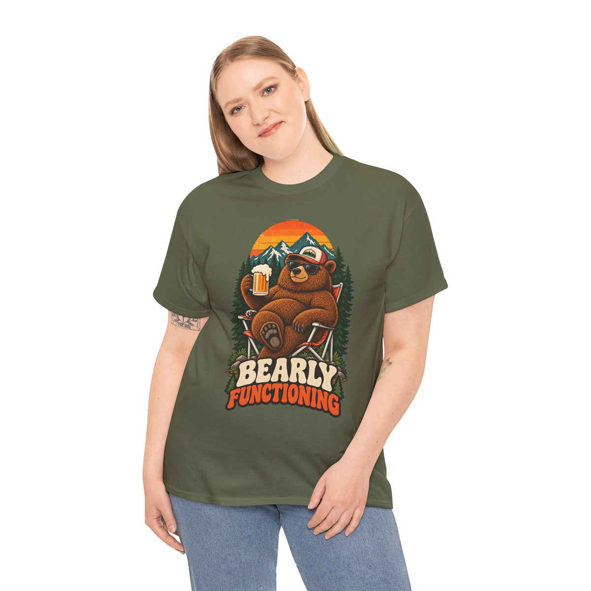 Bearly Functioning Grizzly Bear Camping T-Shirt