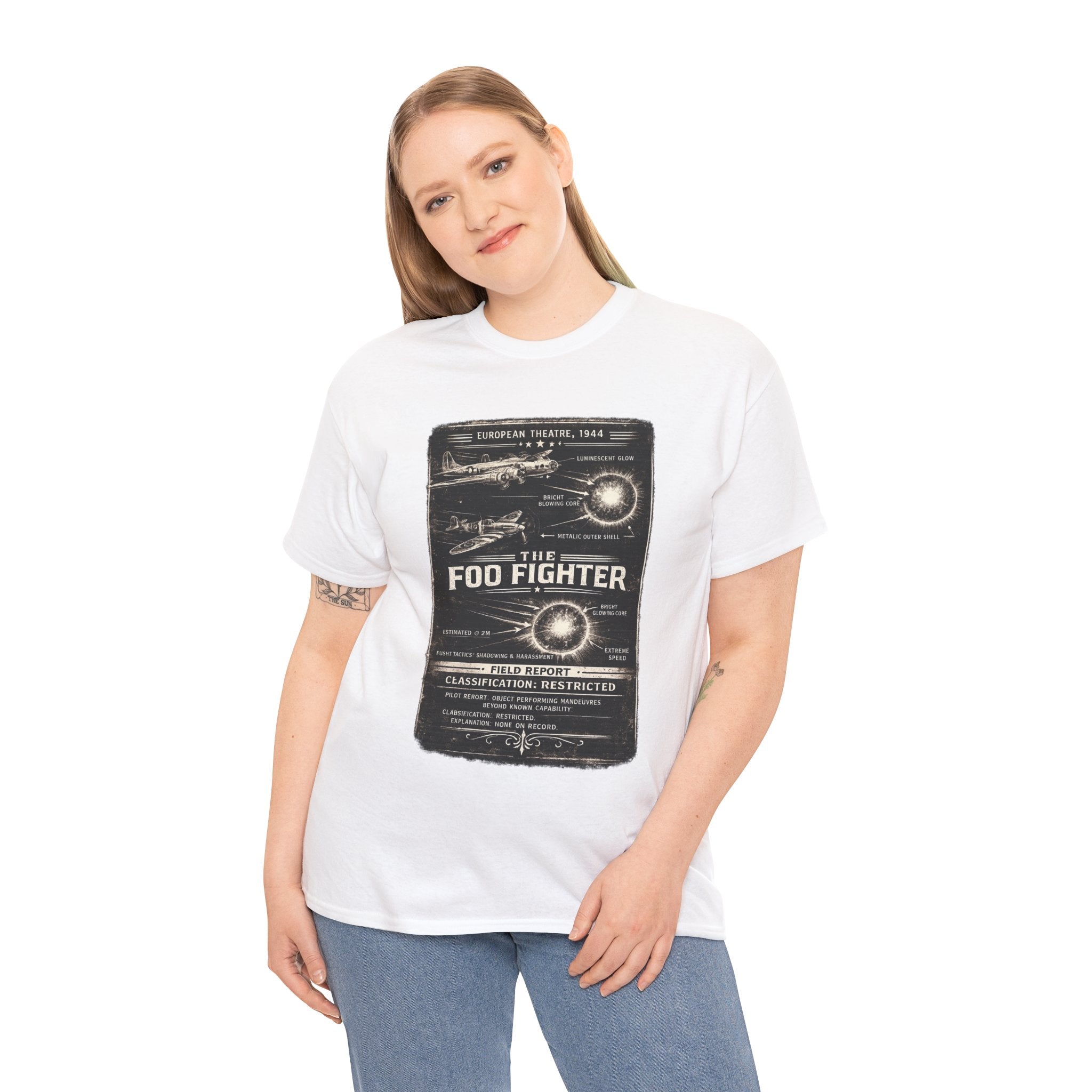 Foo Fighter Light – WWII Allied Pilot Unidentified Aerial Phenomena Field Report Graphic T-Shirt