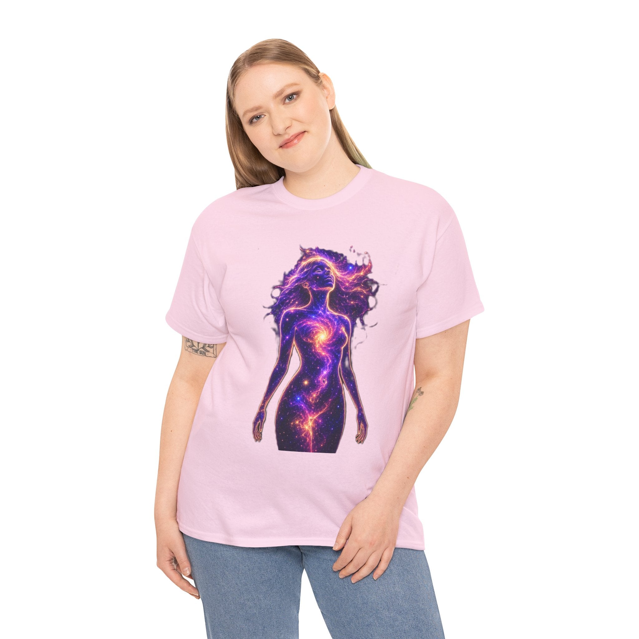 Cosmic Goddess Galaxy T-Shirt – Celestial Female Spirit, Universe Body, Nebula Art, Mystical Space Graphic Tee