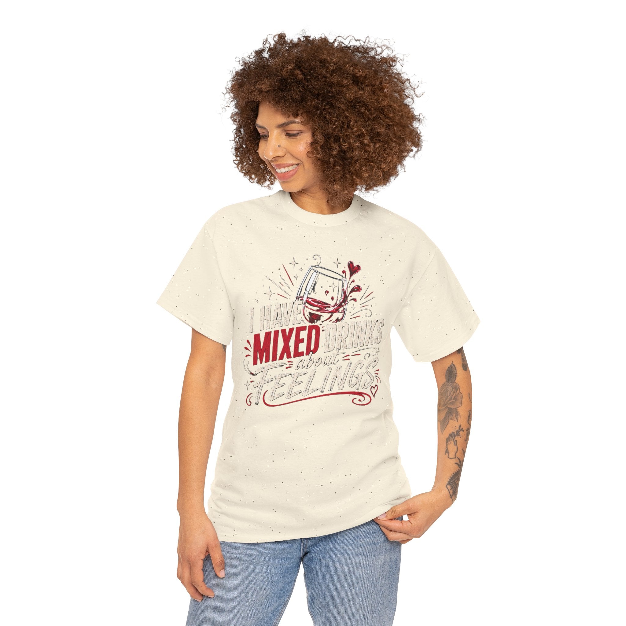 I Have Mixed Drinks About Feelings – Funny Wine Graphic T-Shirt