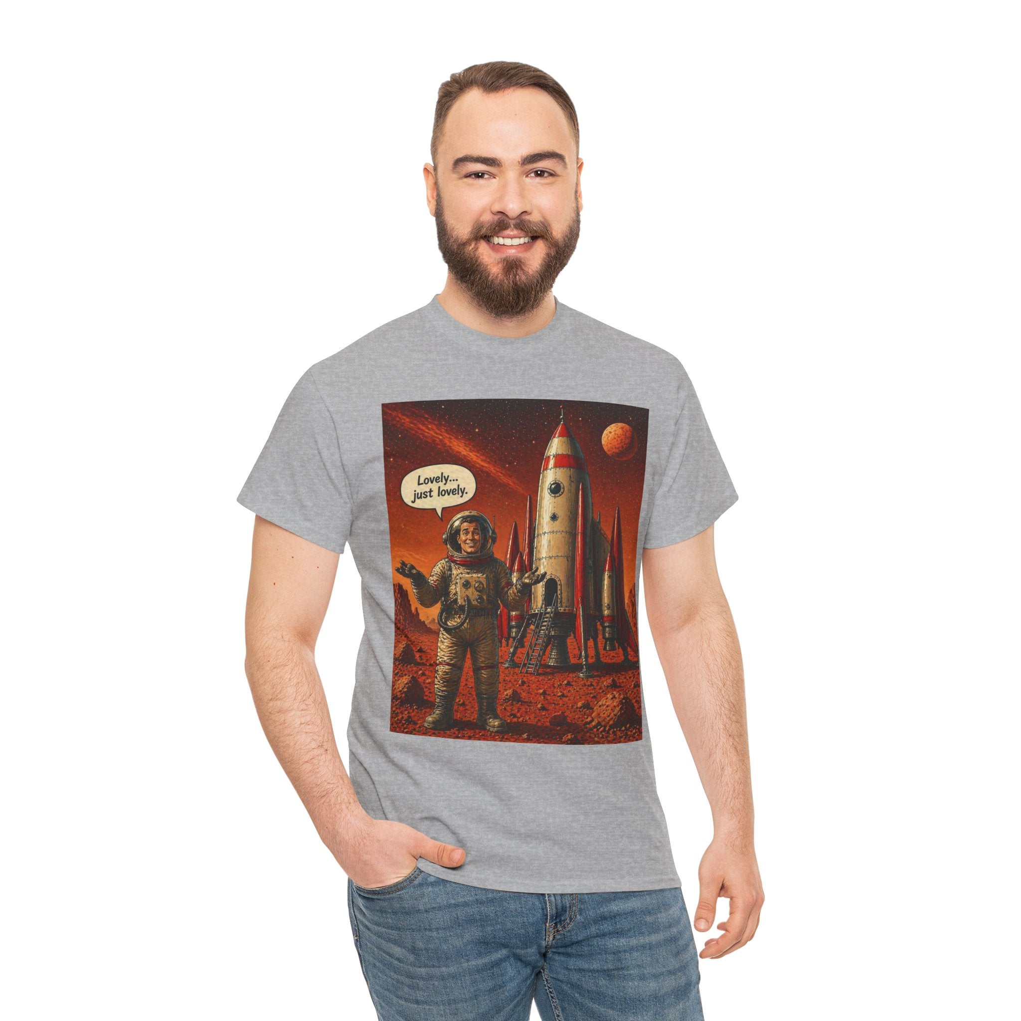 Retro Mars Astronaut T-Shirt — "Lonely But Loving It" Vintage Space Tee