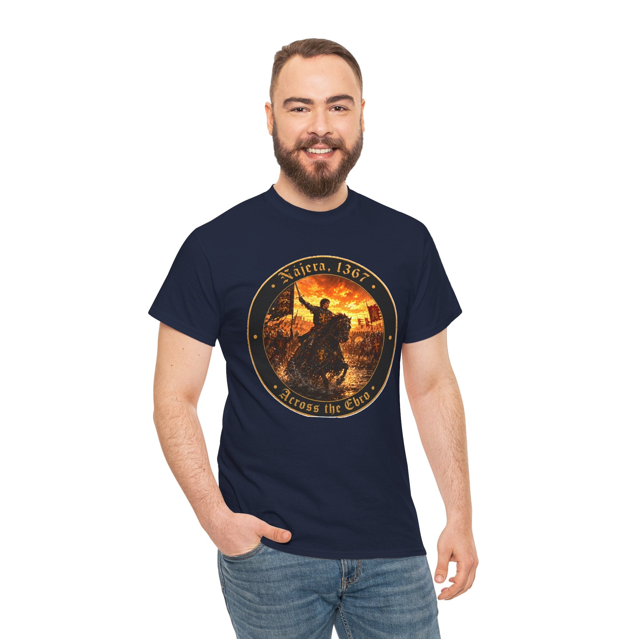 Nájera 1367 T-Shirt — "Across the Ebro" Medieval Battle Roundel Graphic Tee