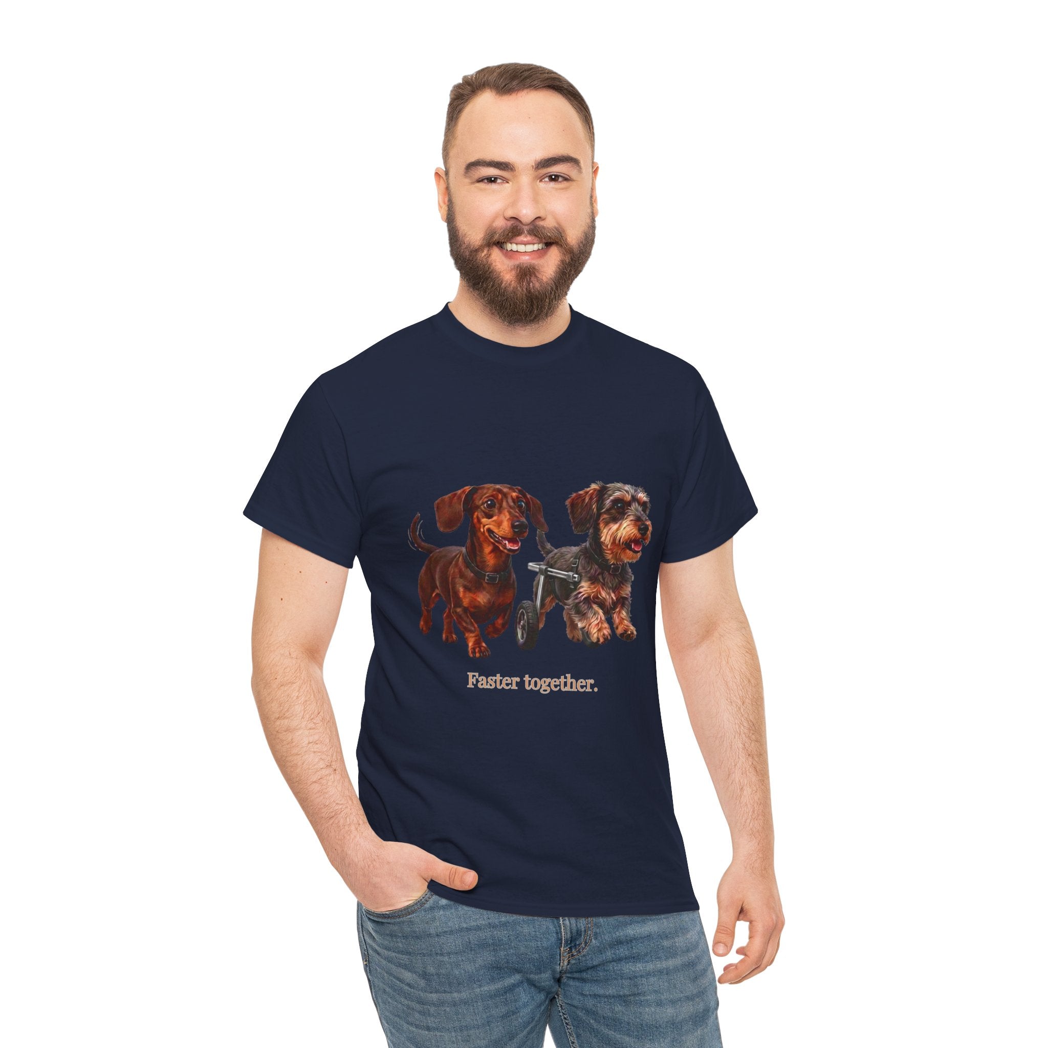 Dachshund Duo Tee – “Faster Together” Wiener Dog T-Shirt