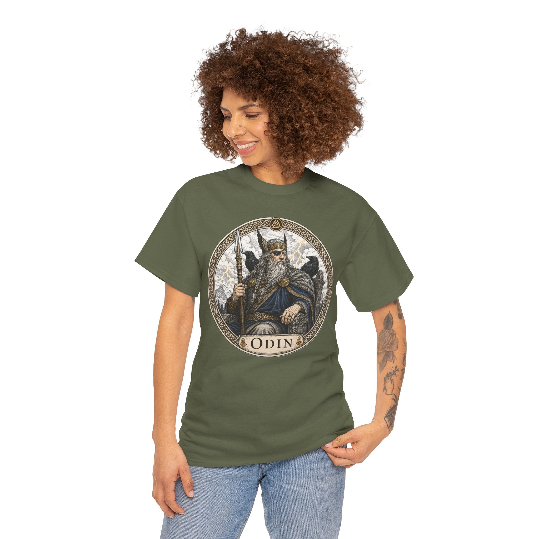 Odin Norse Mythology T-Shirt — Allfather Viking God Ravens Gungnir Valknut