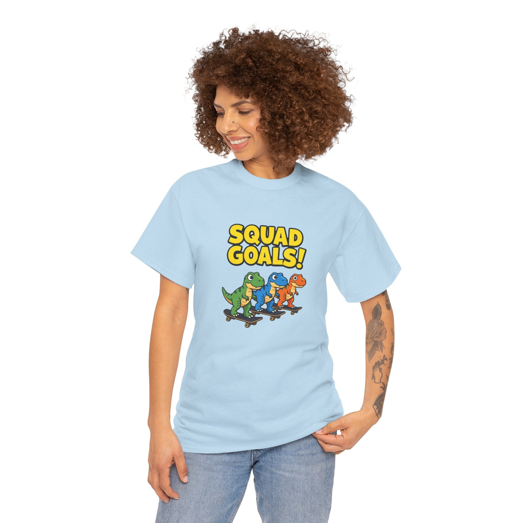 Squad Goals! Dinosaur T-Shirt – Cute Cartoon Dino Crew Tee