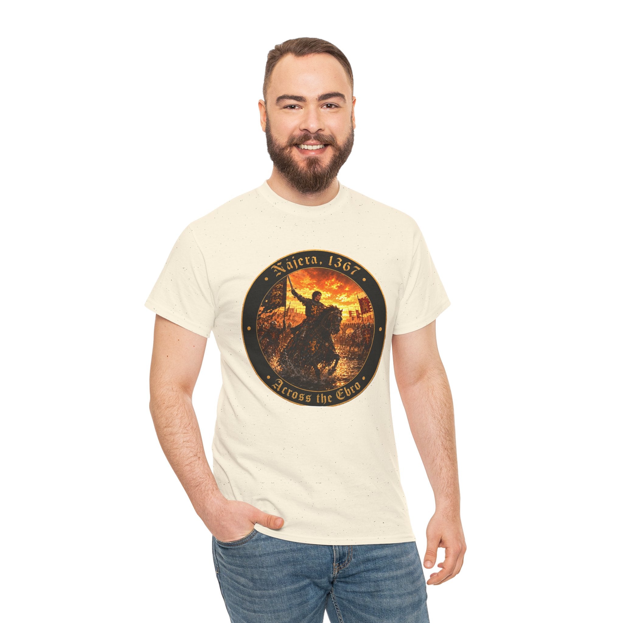 Nájera 1367 T-Shirt — "Across the Ebro" Medieval Battle Roundel Graphic Tee