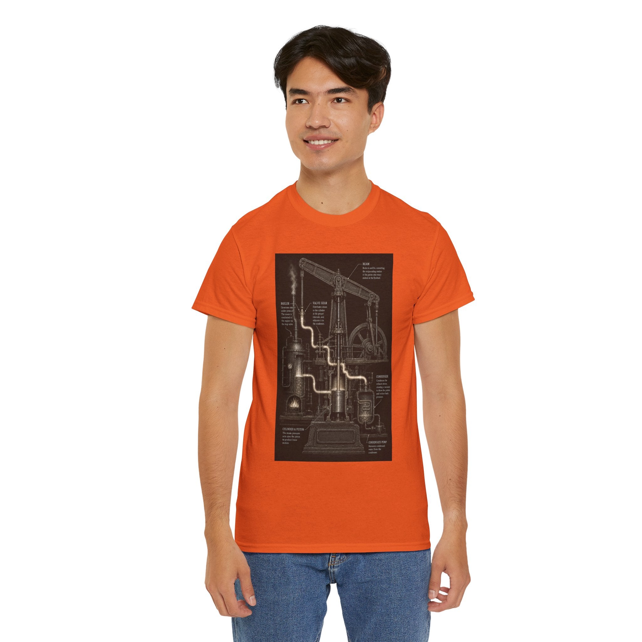 Steam Engine Diagram T-Shirt | Vintage Beam Engine Cutaway Graphic Tee | Industrial Revolution Engineering Shirt | Mechanical History Art