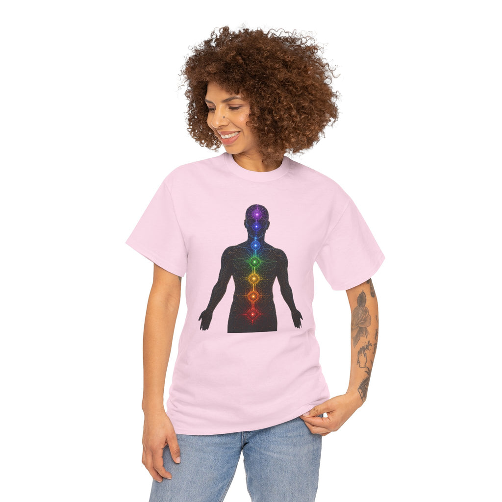 Chakra Circuit T-Shirt | Technology Meets Spirituality Graphic Tee | Seven Chakras Energy Body Shirt | Sacred Geometry Yoga Art