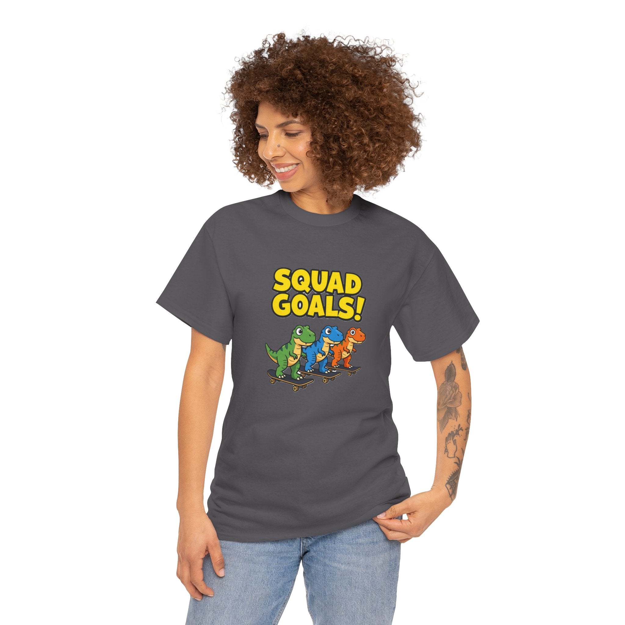 Squad Goals! Dinosaur T-Shirt – Cute Cartoon Dino Crew Tee