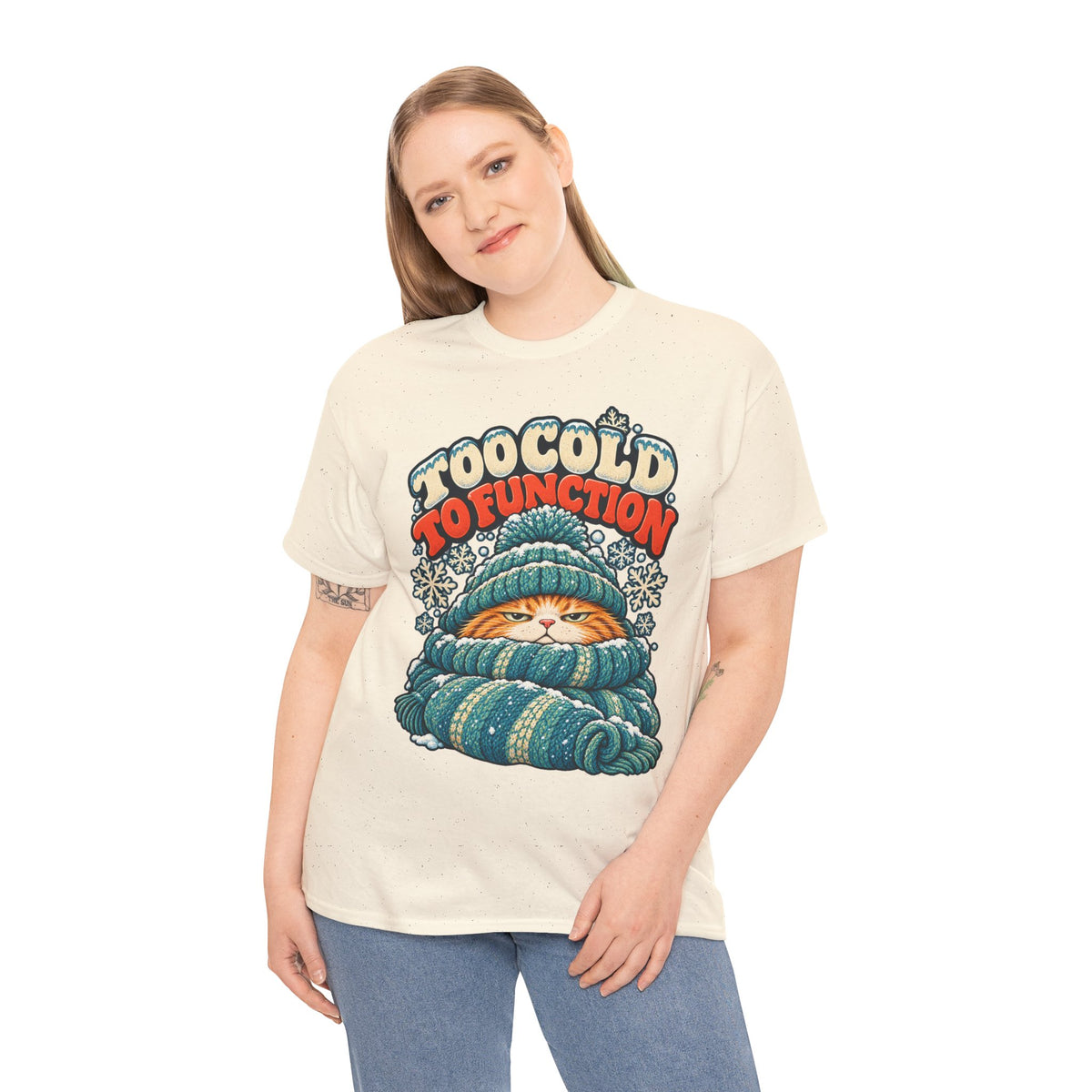 Too Cold To Function: Grouchy Ginger Cat Winter T-Shirt