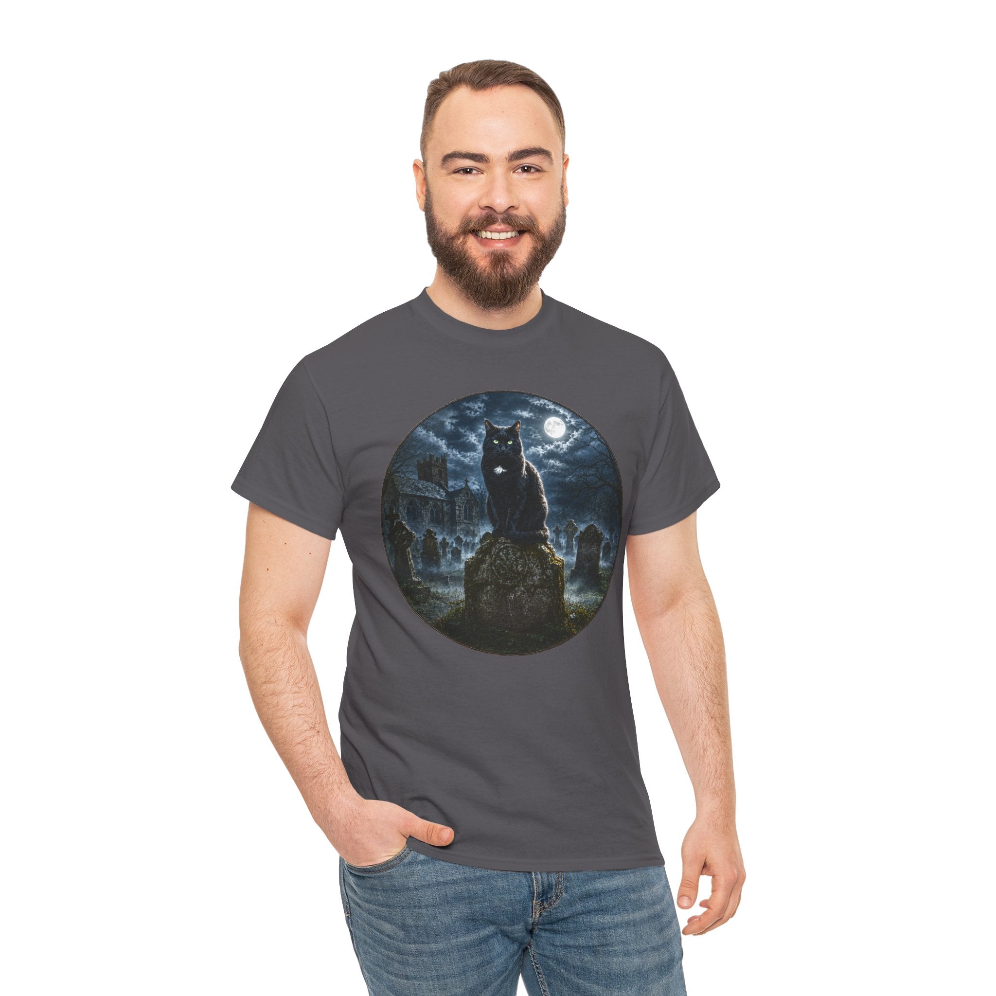 Churchyard Cat T-Shirt | Black Cat Graveyard Folklore Tee