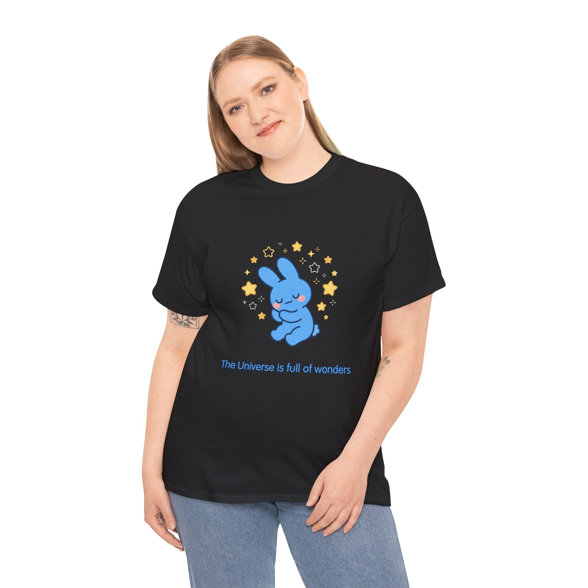 The Universe Is Full of Wonders T-Shirt | Cute Blue Bunny Tee | Kids & Family Kawaii Graphic T-Shirt