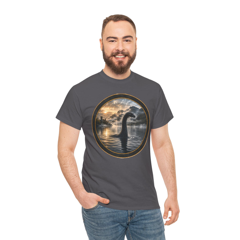 Loch Ness Monster Silhouette Tee — Vintage Sunset Nessie Graphic T-Shirt