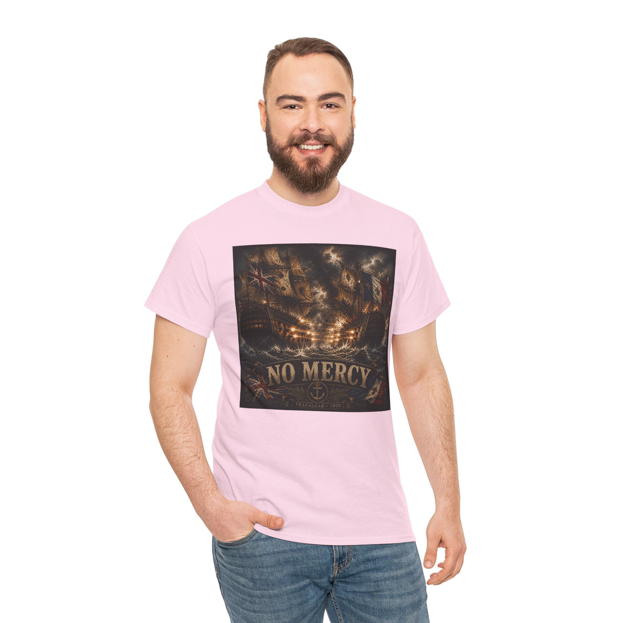 Battle of Trafalgar 1805 T-Shirt | No Mercy Naval Battle Graphic Tee | Napoleonic Warship Shirt