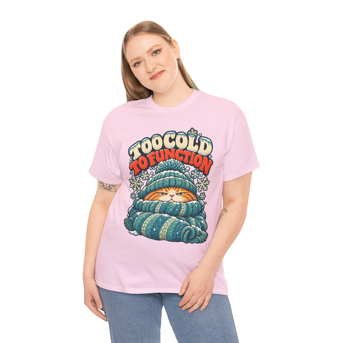 Too Cold To Function: Grouchy Ginger Cat Winter T-Shirt